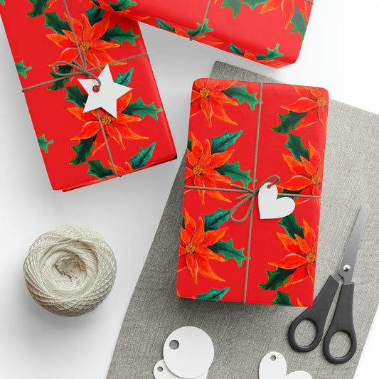 Holiday Flower Wrapping Paper - Holiday wrapping Paper - Wrapping paper for gifts - Original Art wrapping paper