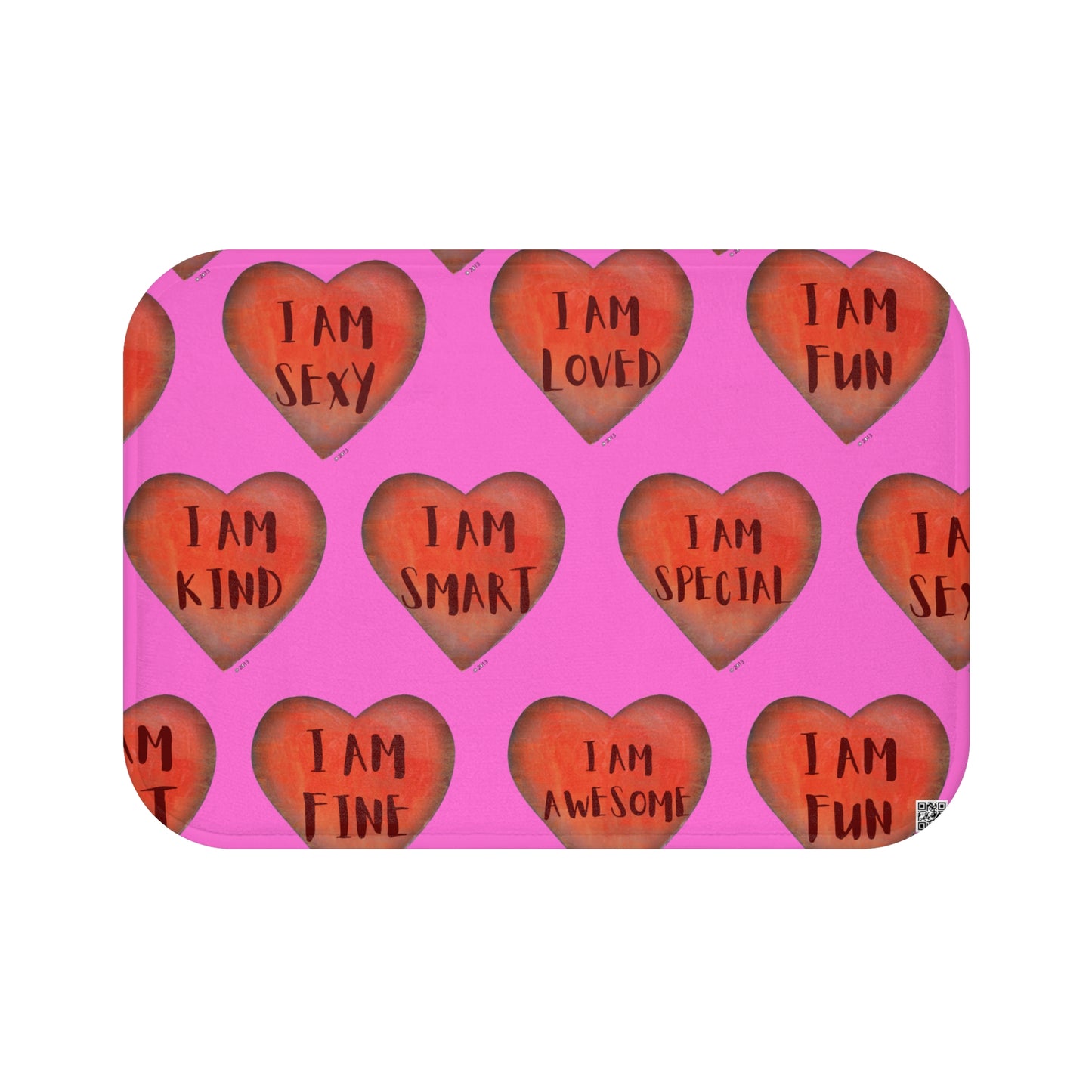 Bath Mat - Pink Heart Bathroom mat - Unique Bath mat - Motivational Hearts