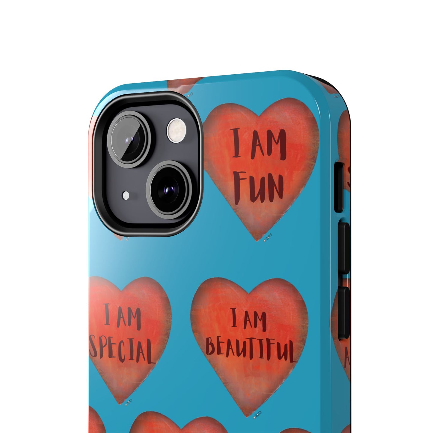 Tough Phone Cases - Original art phone case - Turquoise phone case - Motivational Heart