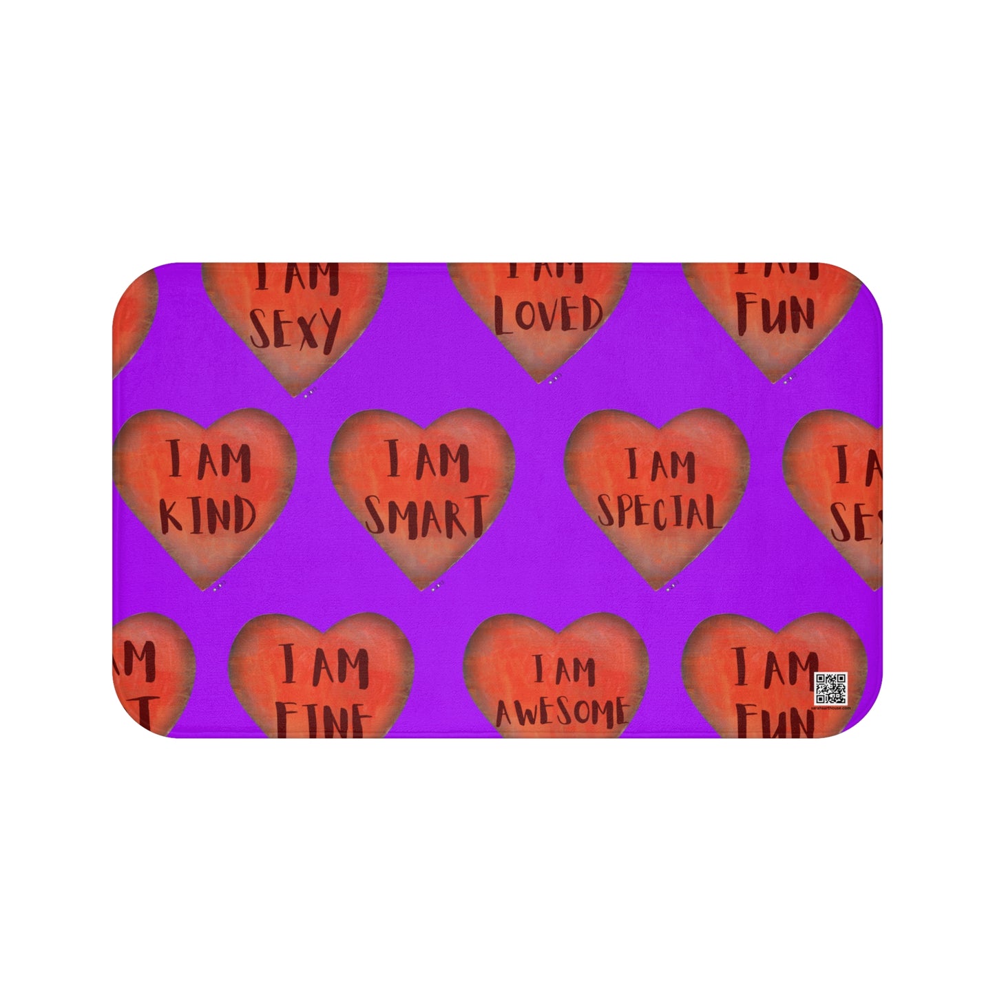 Bath Mat - Purple Heart Bathroom mat - Unique Bath mat - Motivational Hearts