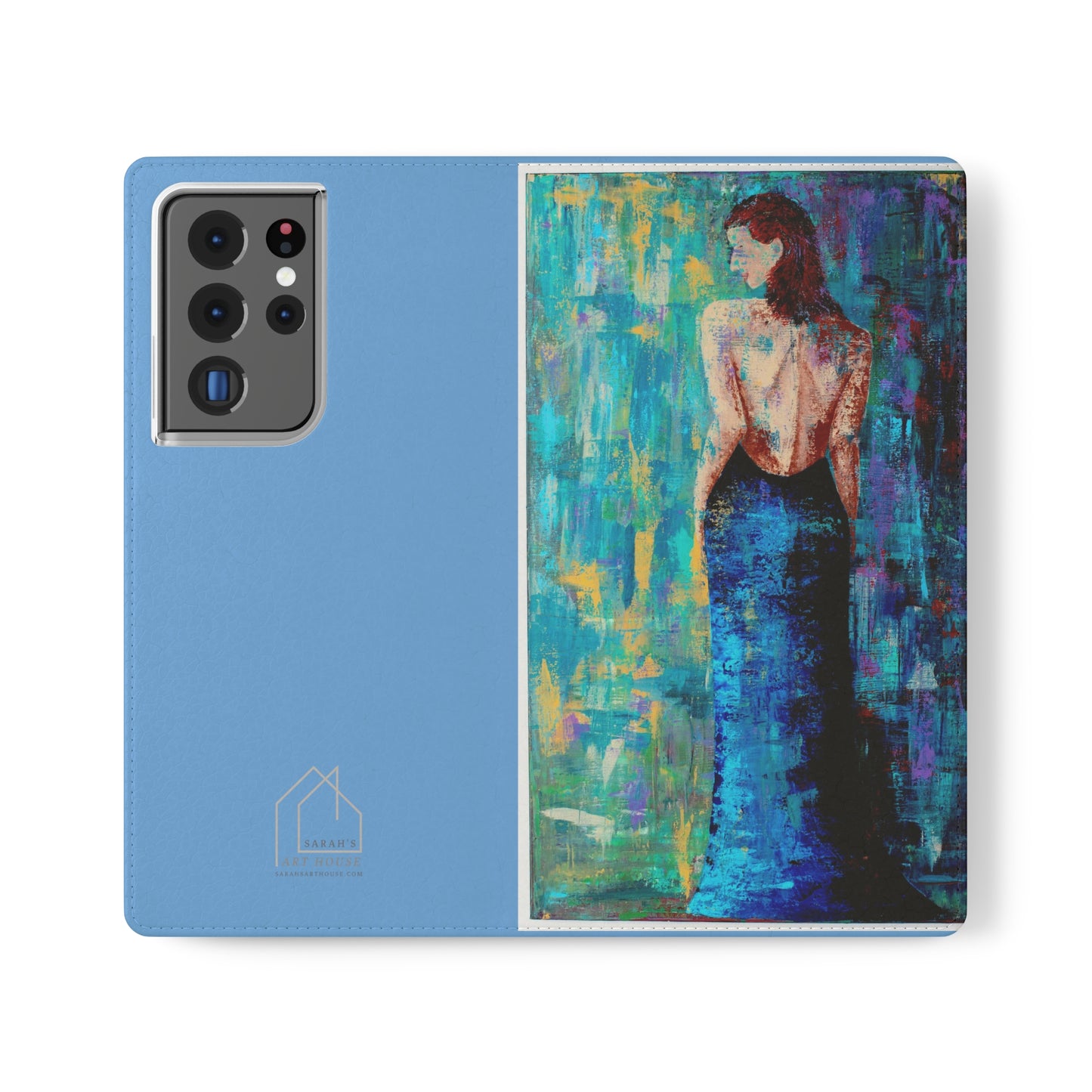 Phone Flip Case - Wallet phone Case - Lady in Blue