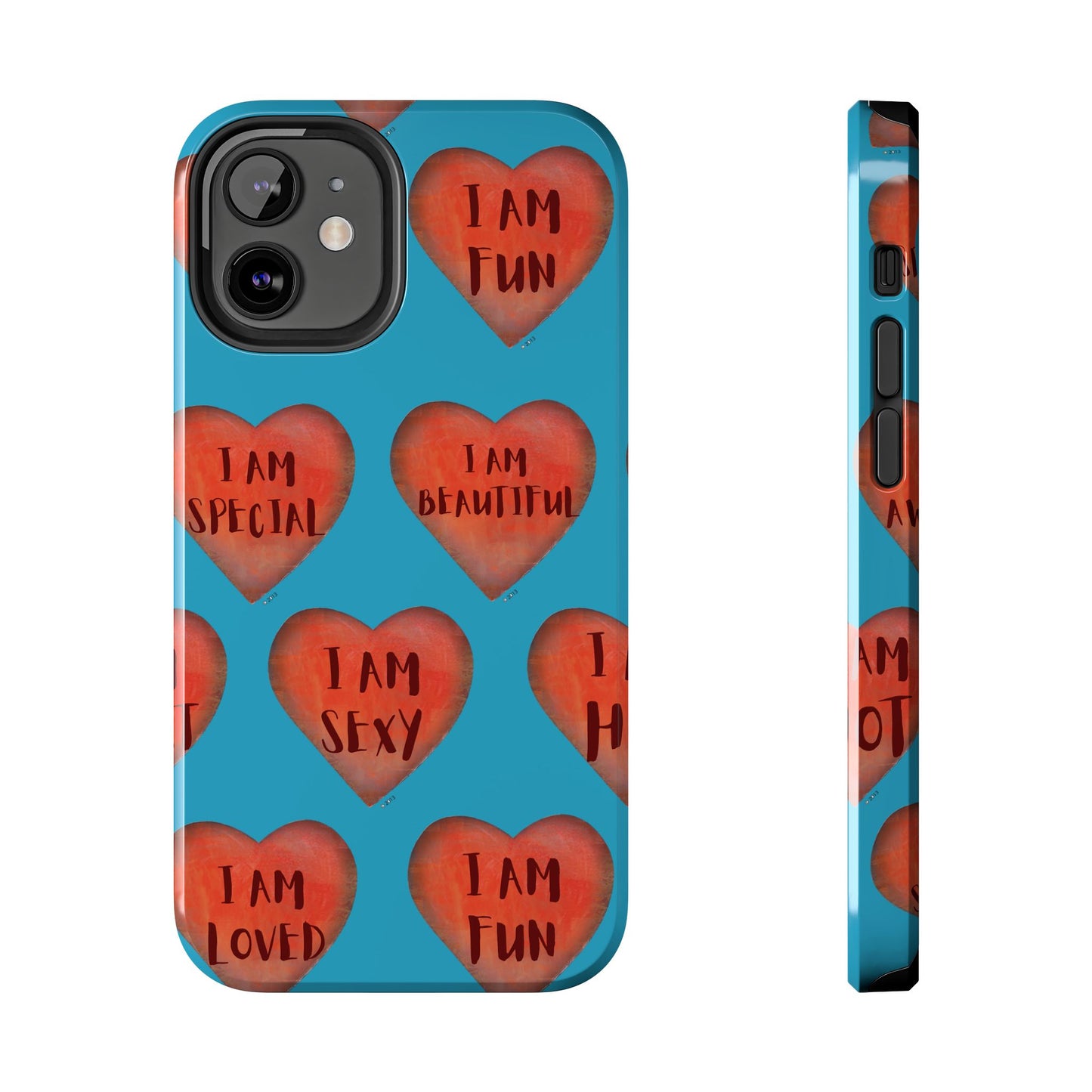 Tough Phone Cases - Original art phone case - Turquoise phone case - Motivational Heart