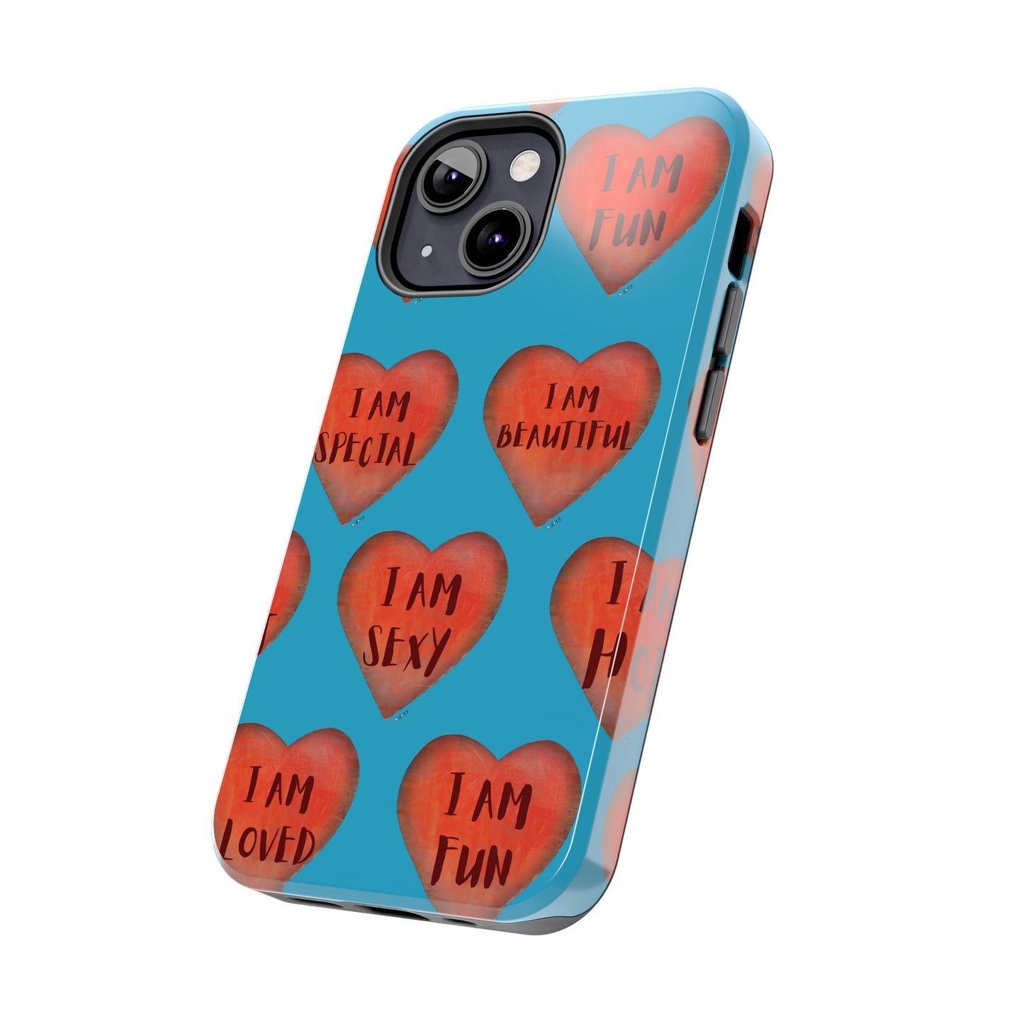 Tough Phone Cases - Original art phone case - Turquoise phone case - Motivational Heart