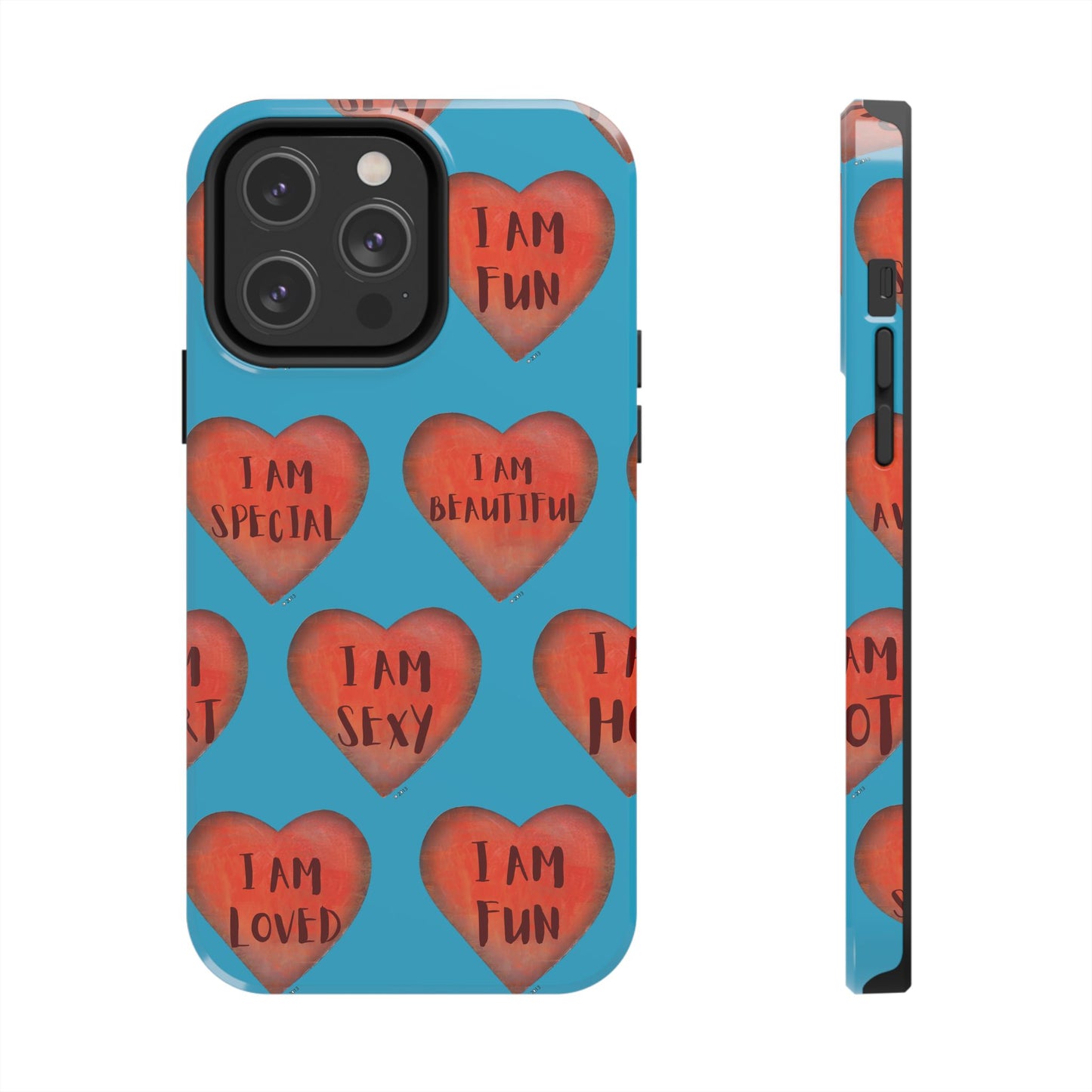 Tough Phone Cases - Original art phone case - Turquoise phone case - Motivational Heart