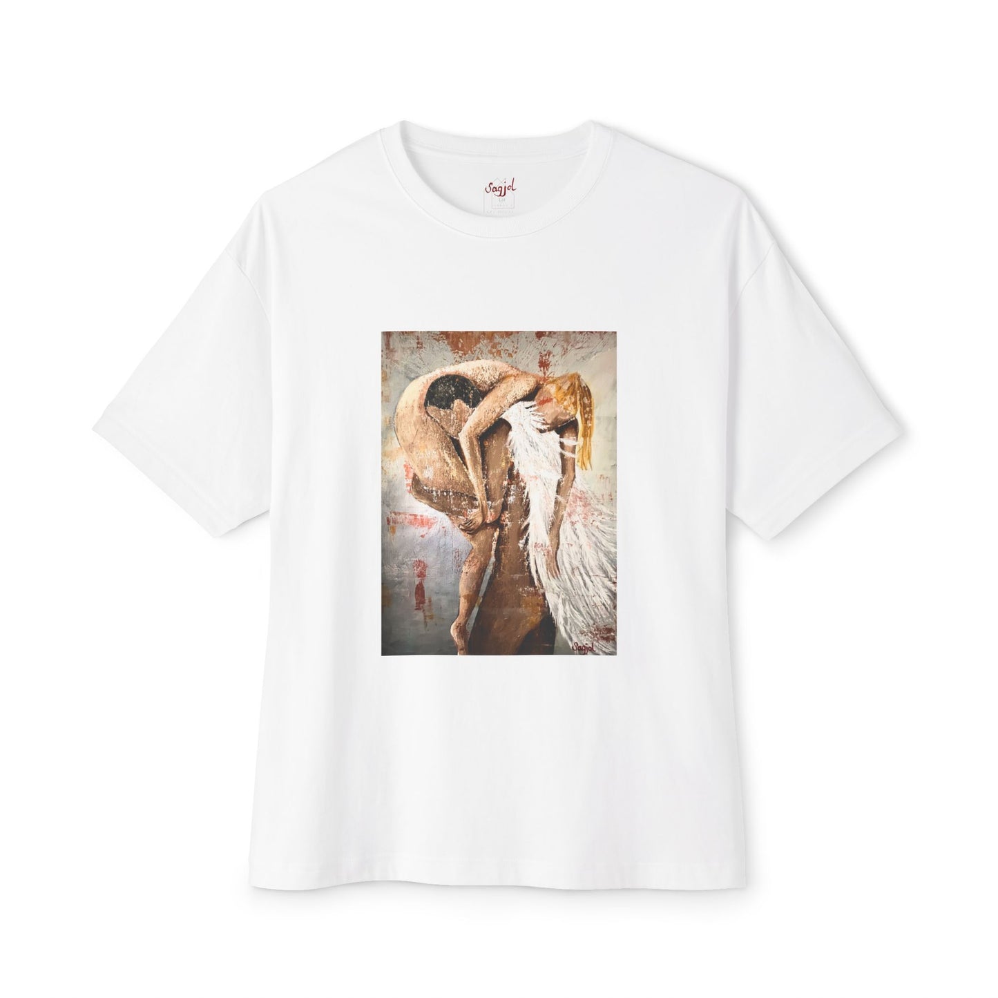 Oversized Boxy Tee - "Angel Rescue" Original Art Graphic Tee