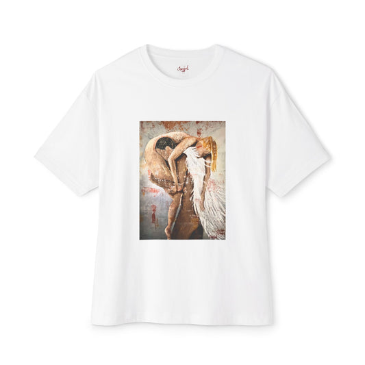 Oversized Boxy Tee - "Angel Rescue" Original Art Graphic Tee