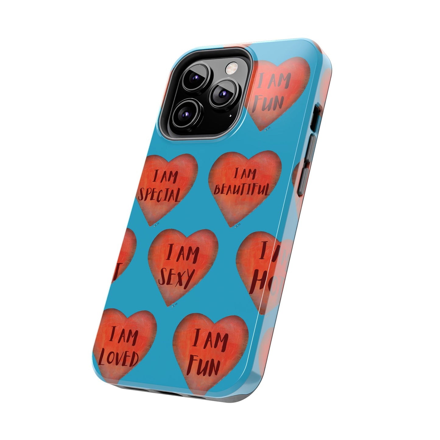 Tough Phone Cases - Original art phone case - Turquoise phone case - Motivational Heart