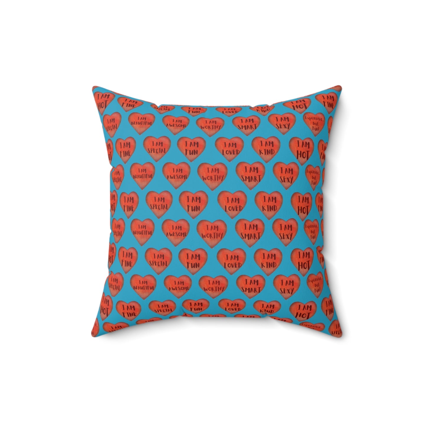 Colorful Faux Suede Pillow - Red Heart motivational pillow - Turquoise Throw Pillow - Inspirational Decorative pillow