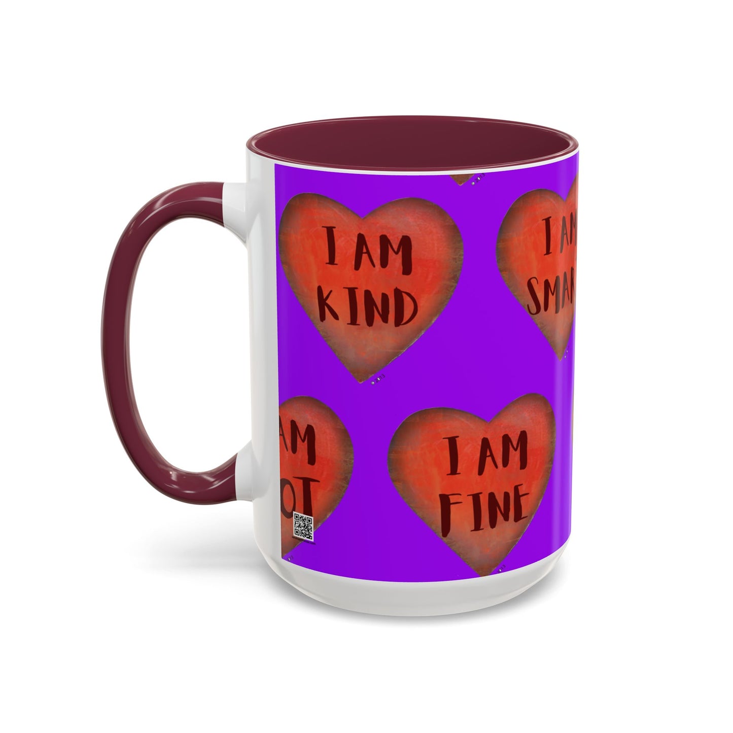 Purple Heart Mug - Colorful hand painted mug - Motivational Mug - Purple Coffee Mug