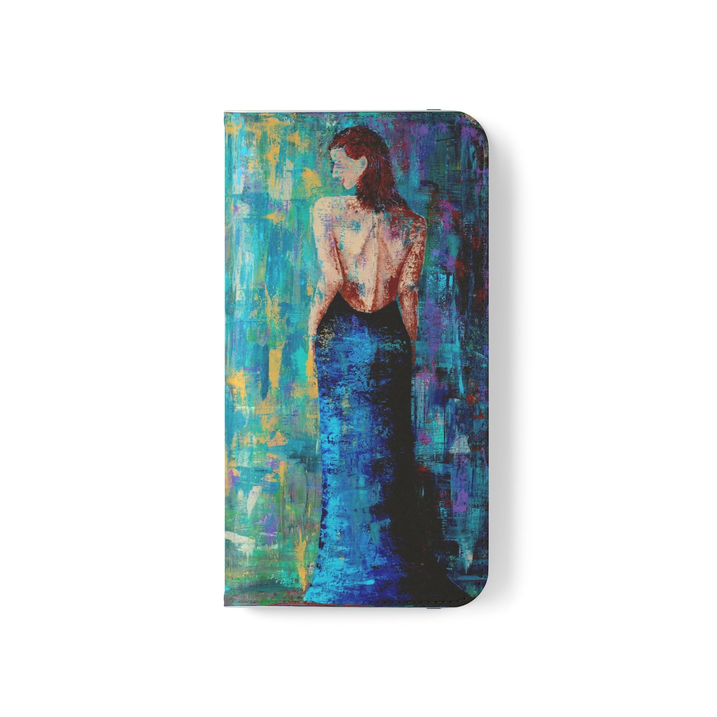 Phone Flip Case - Wallet phone Case - Lady in Blue