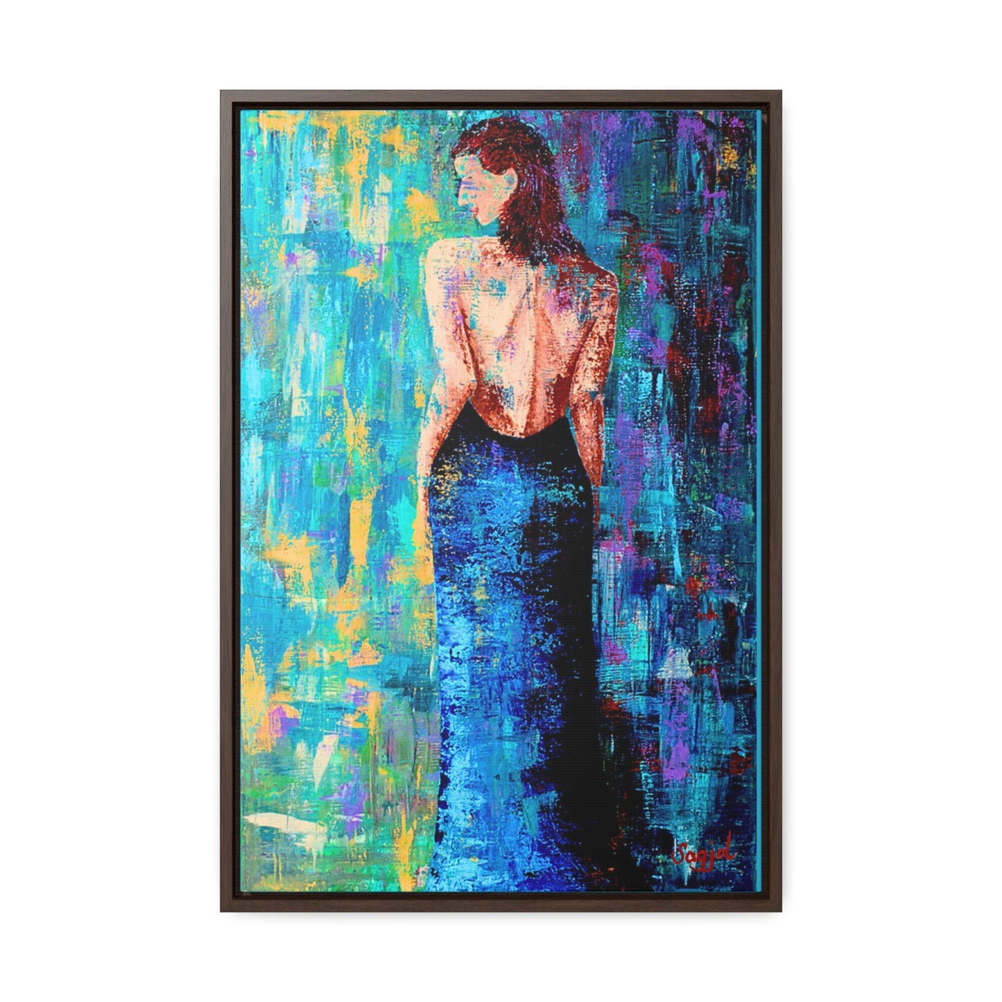 Framed Gallery Wraps - Original Art - Framed Canvas - Lady in Blue