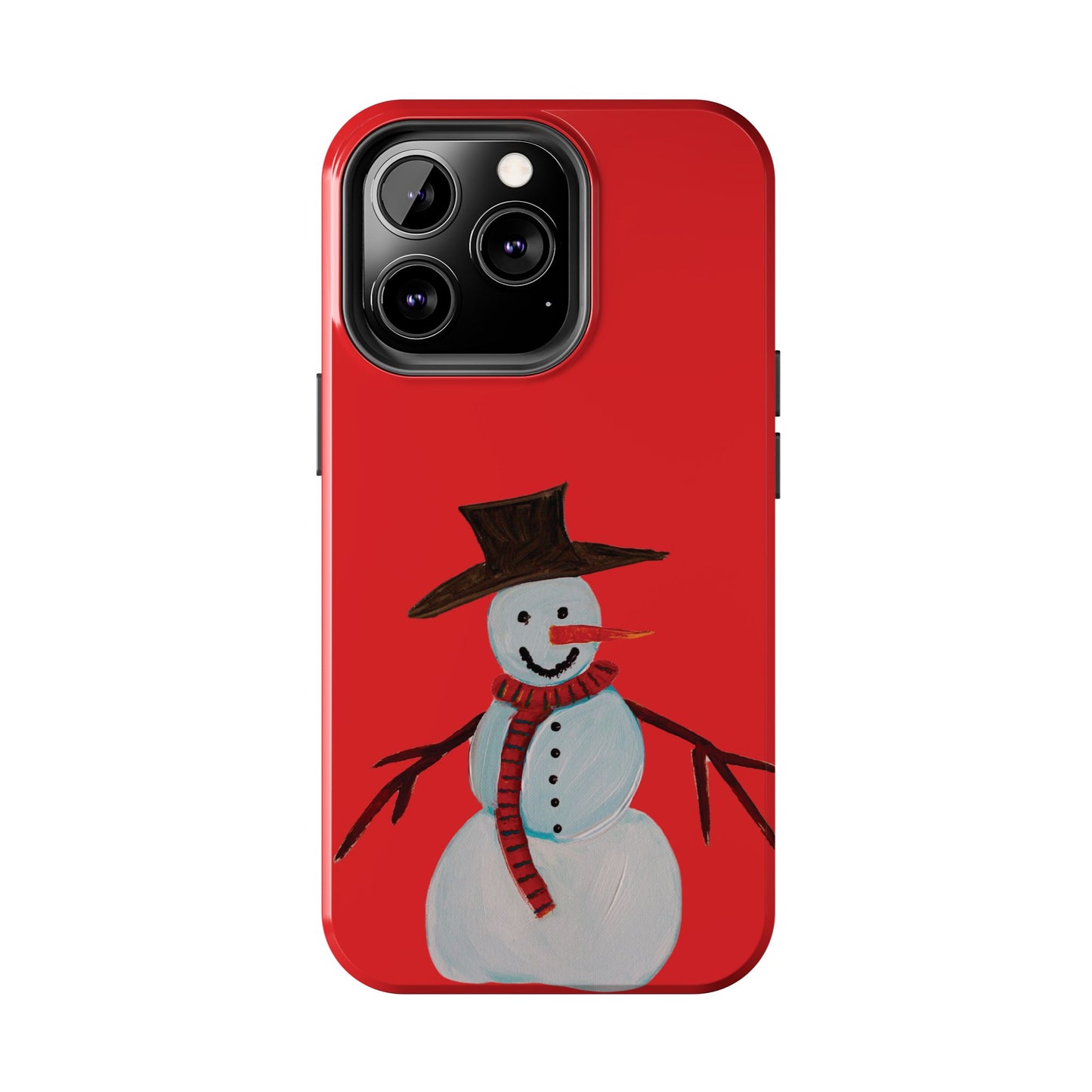 Holiday Snowman Tough Phone Case - Original art phone case - Art phone case - Red phone case