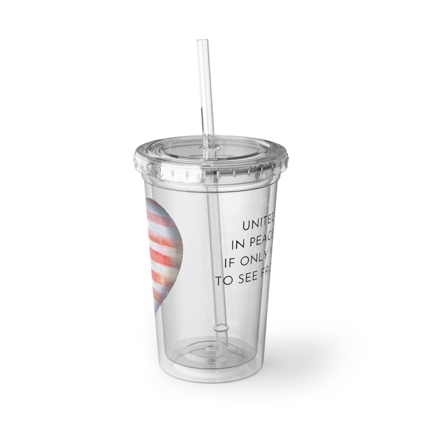 Acrylic Drinks Cup - Ice Coffee Cup - Double Wall insulated Tumbler 16oz - American Heart