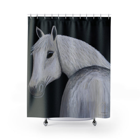 Equestrian Shower Curtain - Ghost Bath Curtain- Stamina - Curtain for Shower