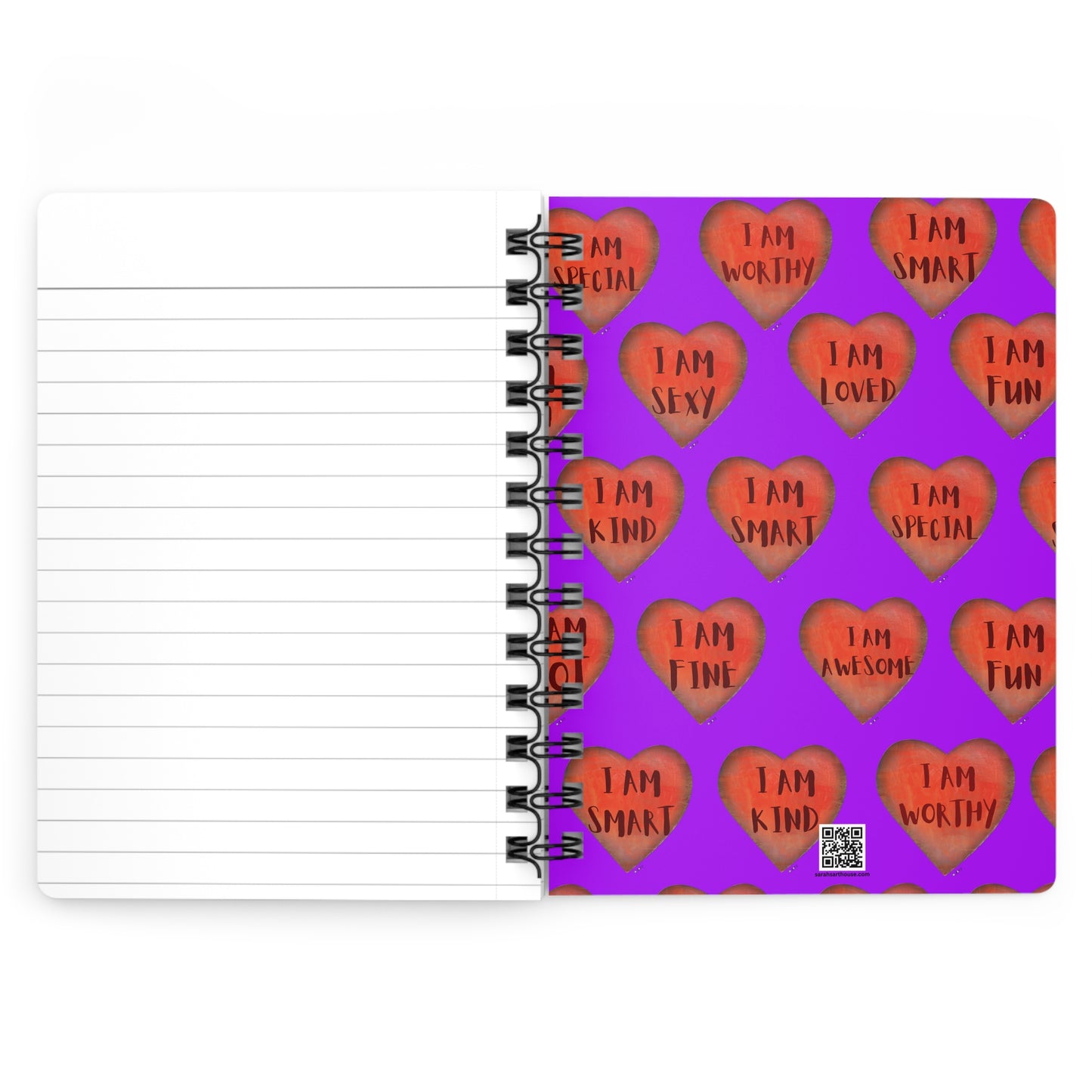 Spiral Bound Notebook - Purple motivational "Heart"- Note pad - College Dorm Decor - Gift for Her