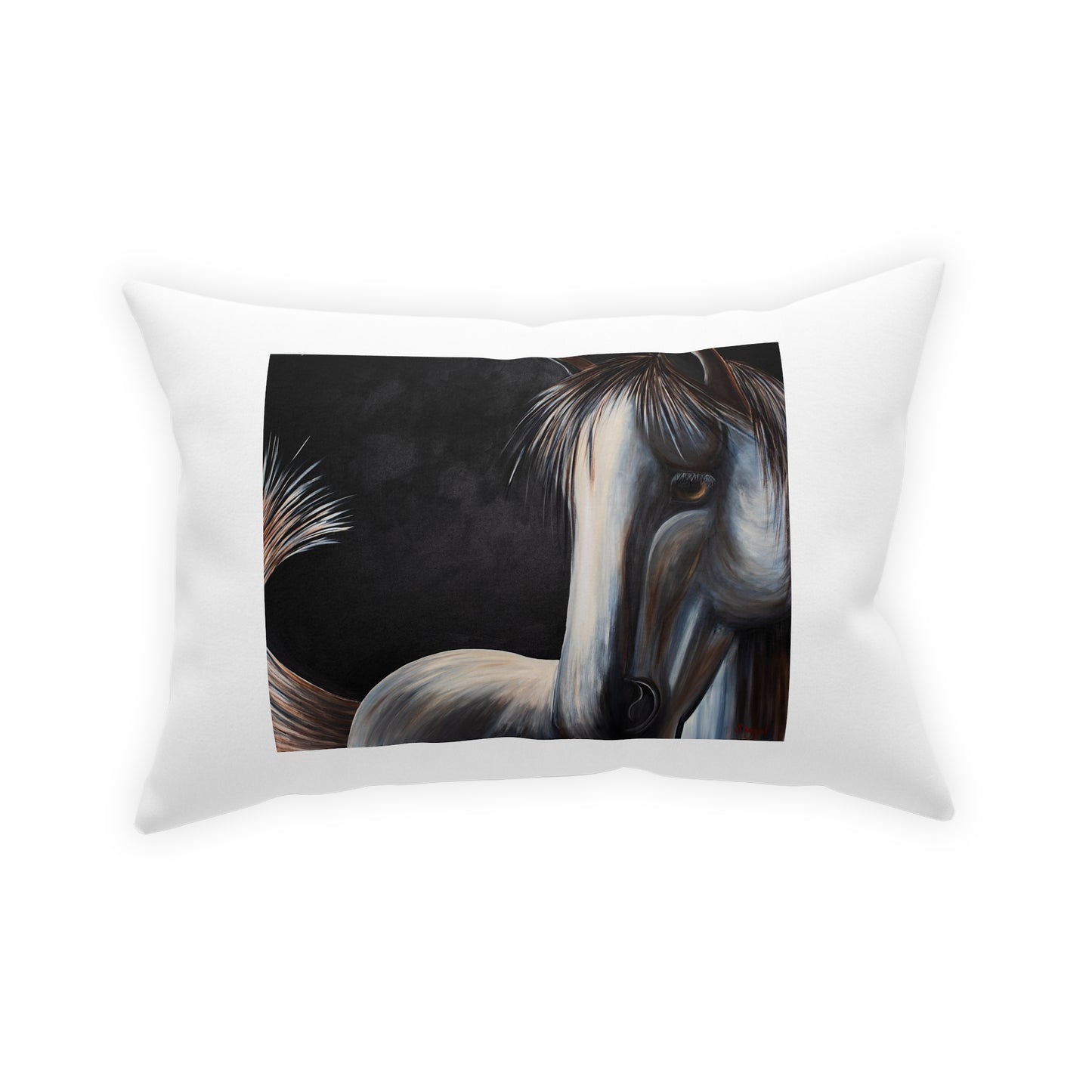 White Lumber Pillow - Equestrian Lumber Pillow - Stamina Original Art Throw Pillow - Throw pillow for couch