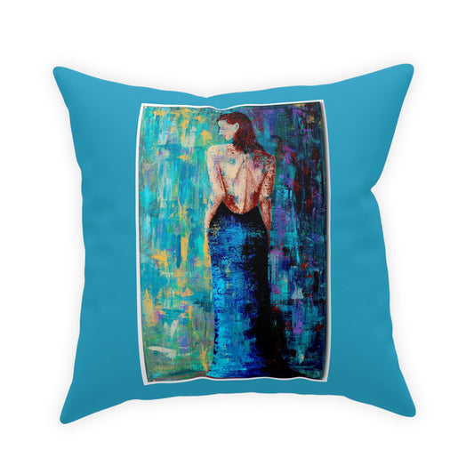 Blue Throw Pillow - Turquoise decorative pillow - Lady in Blue Throw Pillow for couch, sofa or Bed