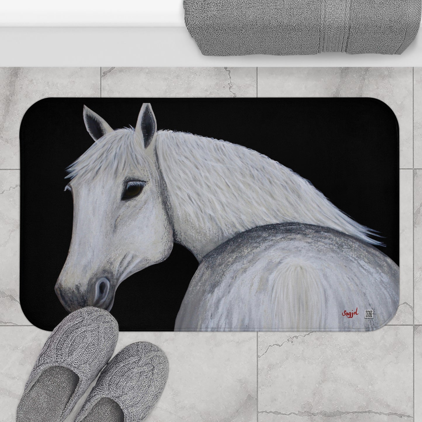 Bath Mat - Bath mat - unique Equestrian bath mat - Ghost - Shower mat