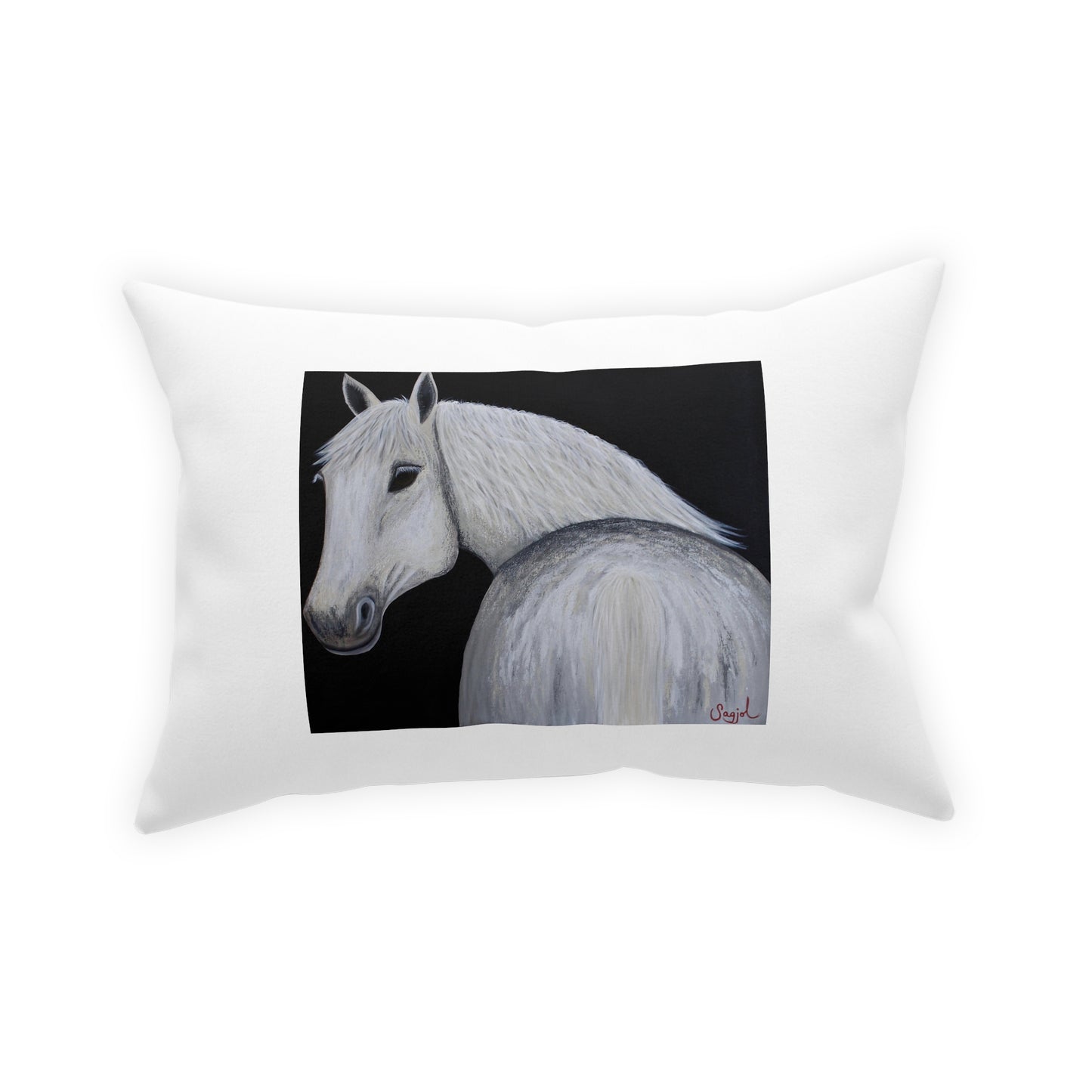 White Lumber Pillow - Equestrian Lumber Pillow - Stamina Original Art Throw Pillow - Throw pillow for couch - Ghost
