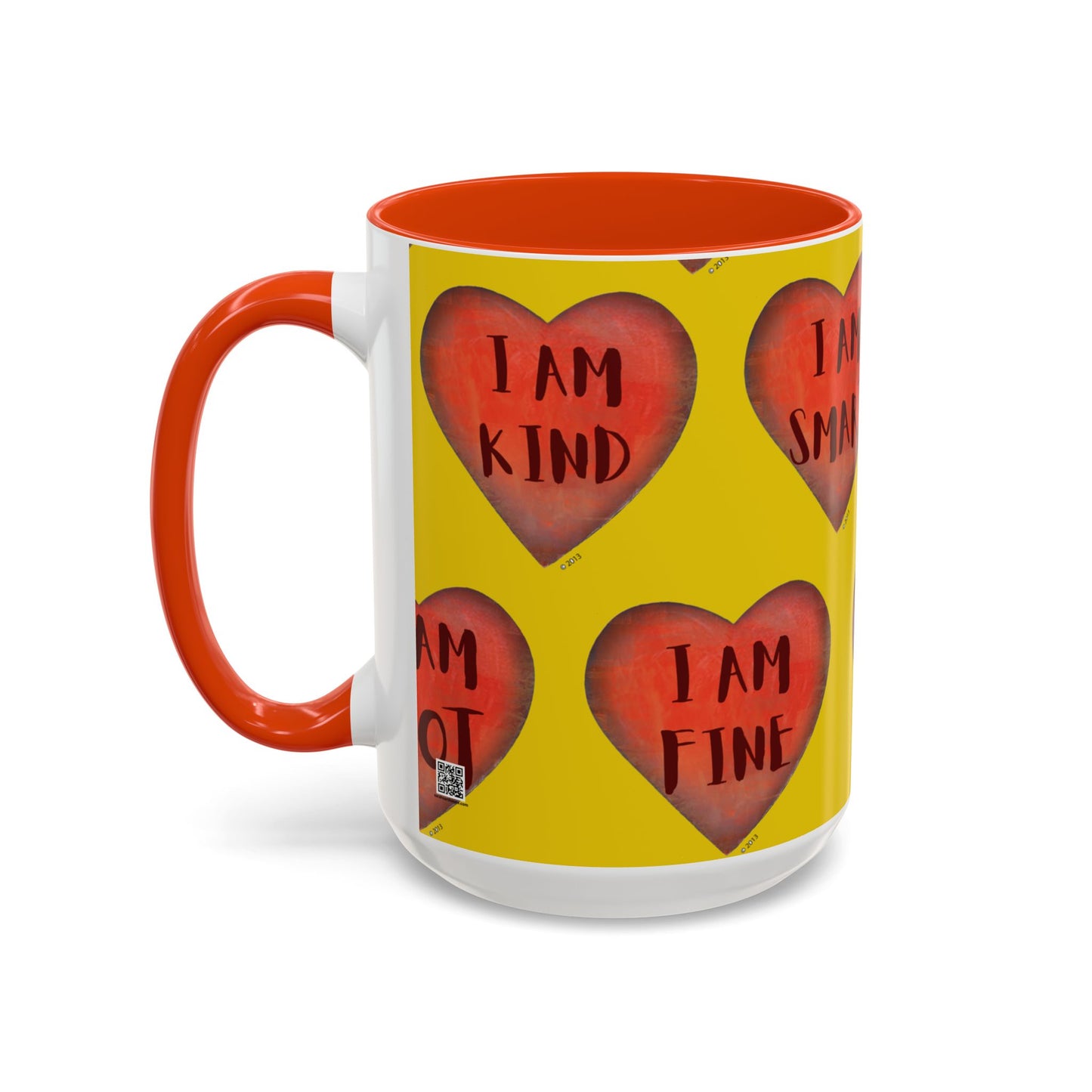 Yellow Heart Mug - Colorful hand painted mug - Motivational Heart Mug - Yellow Coffee Mug