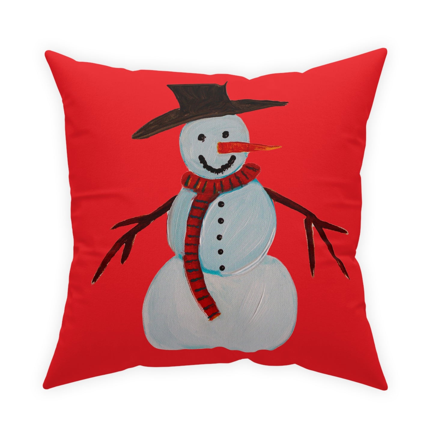 Holiday snowman - Red Throw Pillow - Colorful Throw pillow - Red Decorative Pillow - Throw pillow for Couch