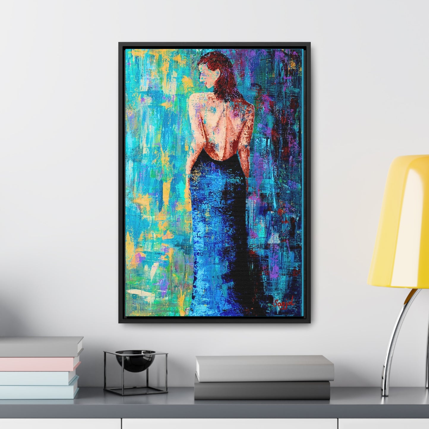 Framed Gallery Wraps - Original Art - Framed Canvas - Lady in Blue