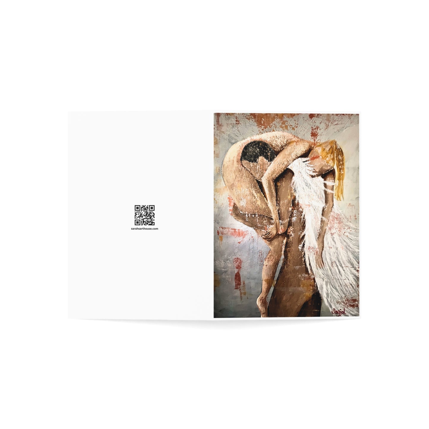 Greeting Card - Angel Rescue by Sagjol, Folded high quality Greeting Cards - Birthday Card - Note Cards