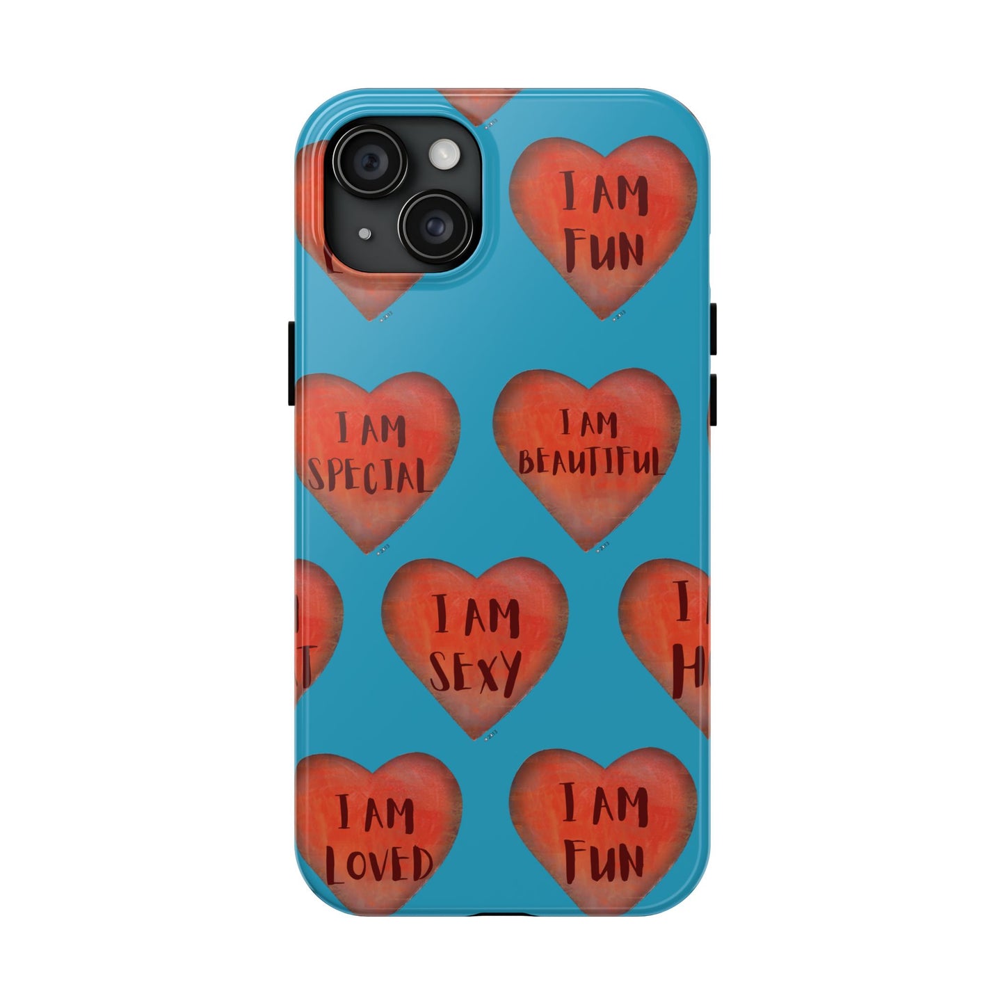 Tough Phone Cases - Original art phone case - Turquoise phone case - Motivational Heart