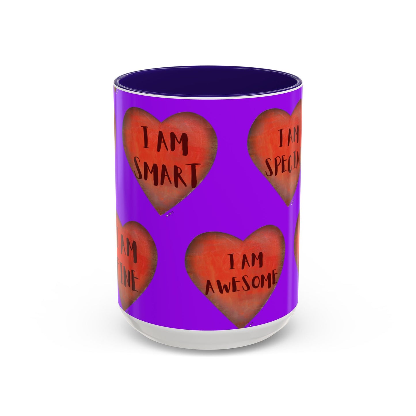 Purple Heart Mug - Colorful hand painted mug - Motivational Mug - Purple Coffee Mug