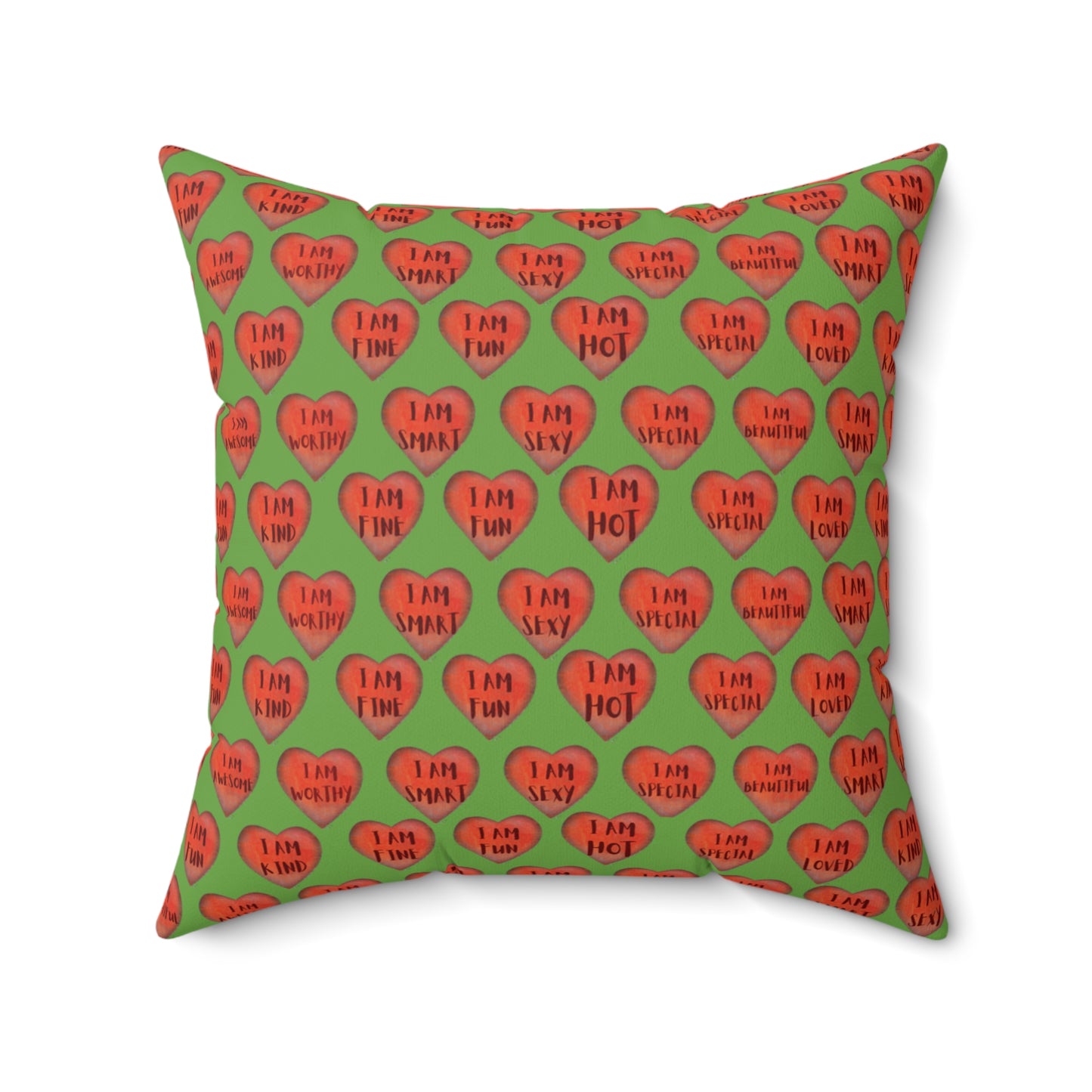 Colorful Faux Suede Pillow - Red Heart motivational pillow - Green Throw Pillow - Inspirational Decorative pillow