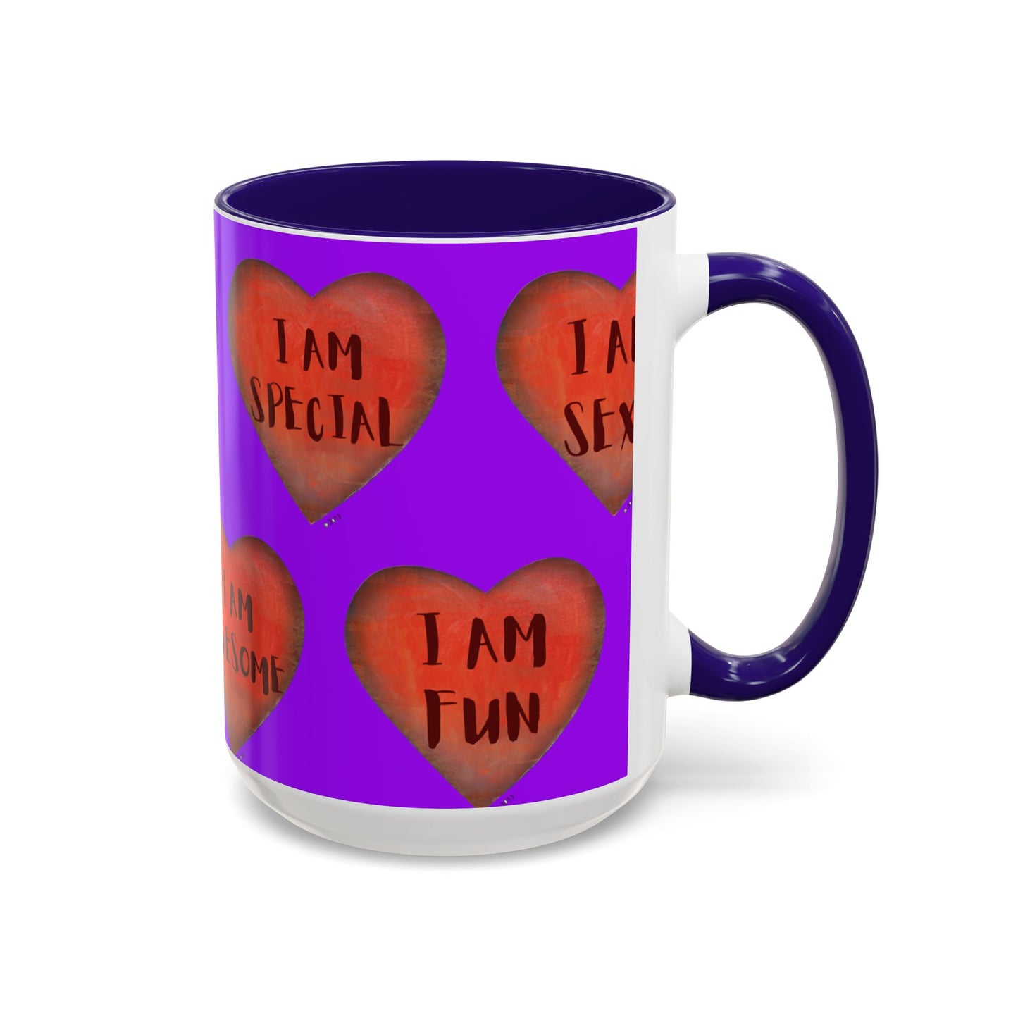 Purple Heart Mug - Colorful hand painted mug - Motivational Mug - Purple Coffee Mug