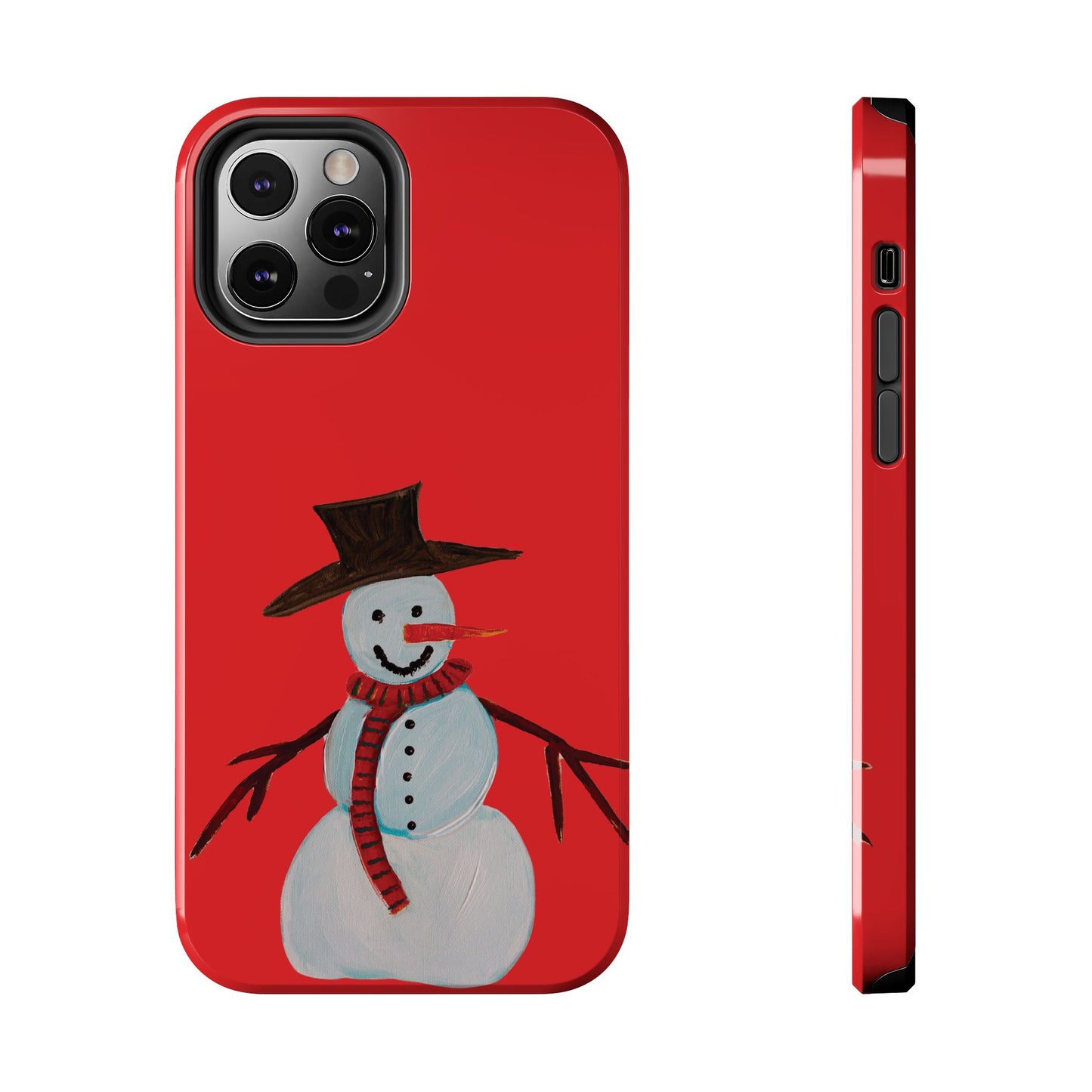 Holiday Snowman Tough Phone Case - Original art phone case - Art phone case - Red phone case