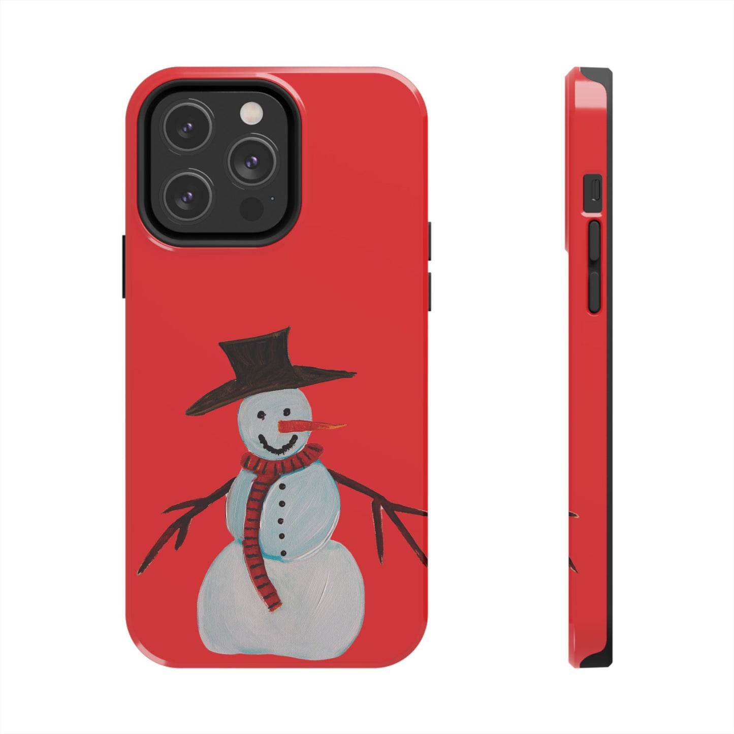 Holiday Snowman Tough Phone Case - Original art phone case - Art phone case - Red phone case