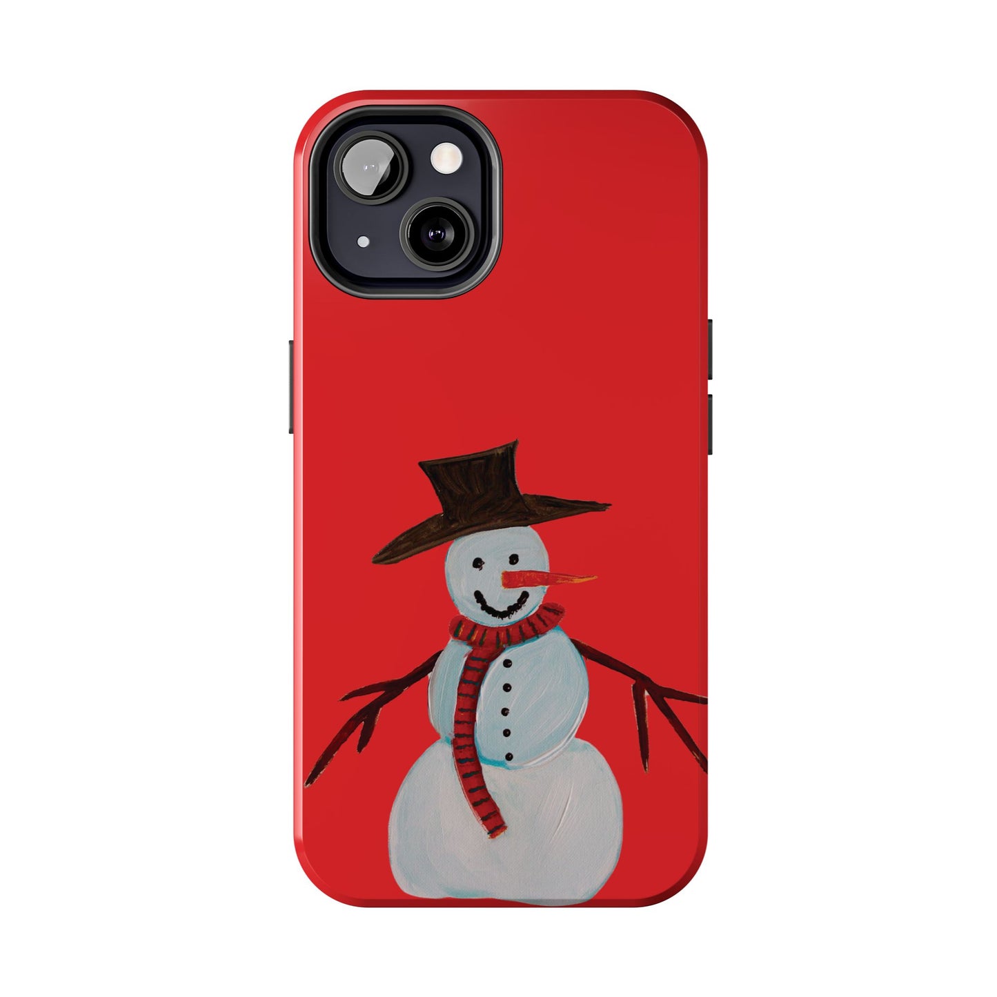 Holiday Snowman Tough Phone Case - Original art phone case - Art phone case - Red phone case