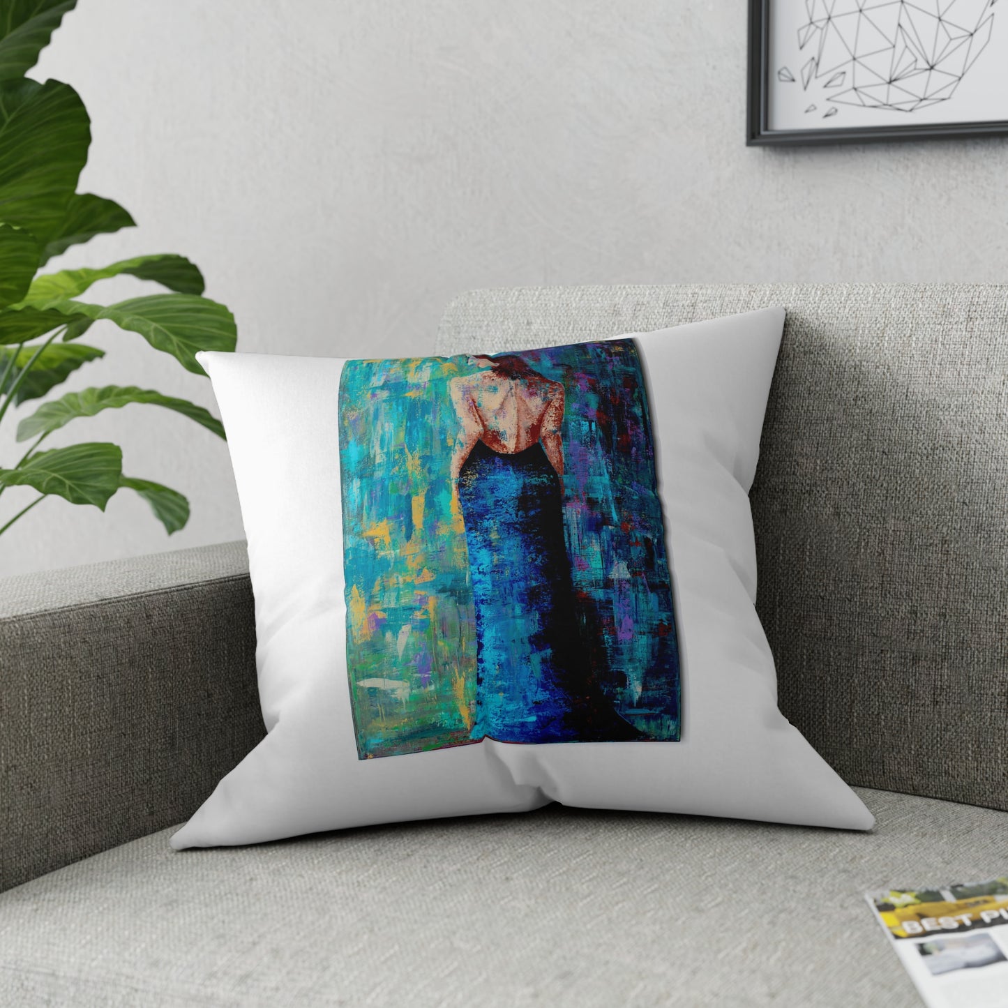 Decorative Pillow Lady in Blue -  White broadcloth with Poem