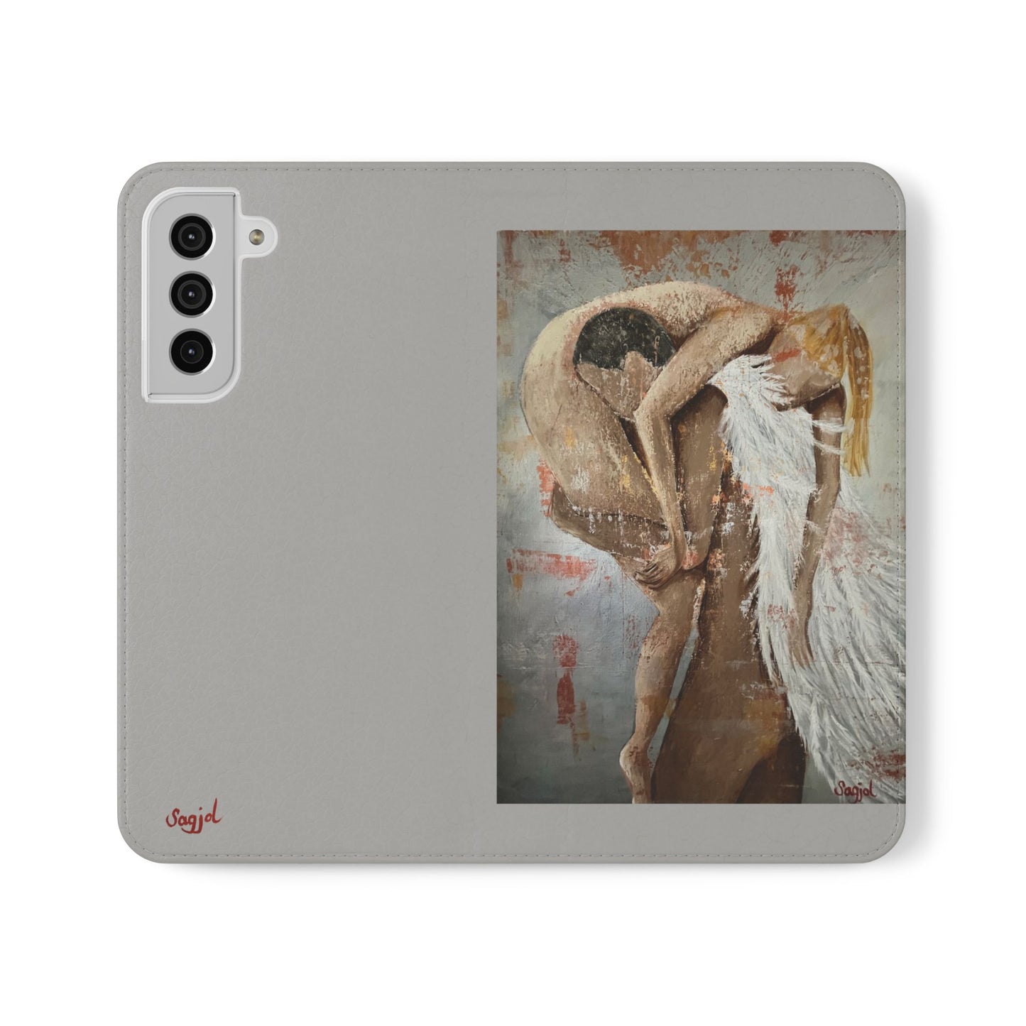 Phone Case - Angel Rescuing Girl - Hand Painted Original Art - flip phone case - Wallet phone case