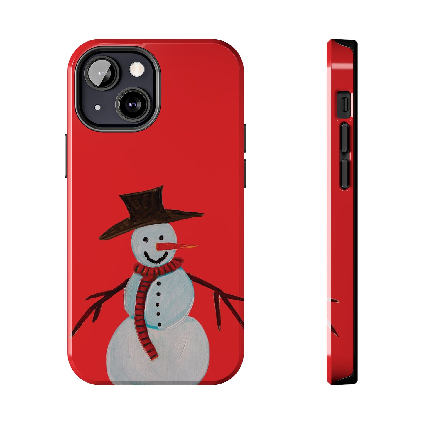 Holiday Snowman Tough Phone Case - Original art phone case - Art phone case - Red phone case