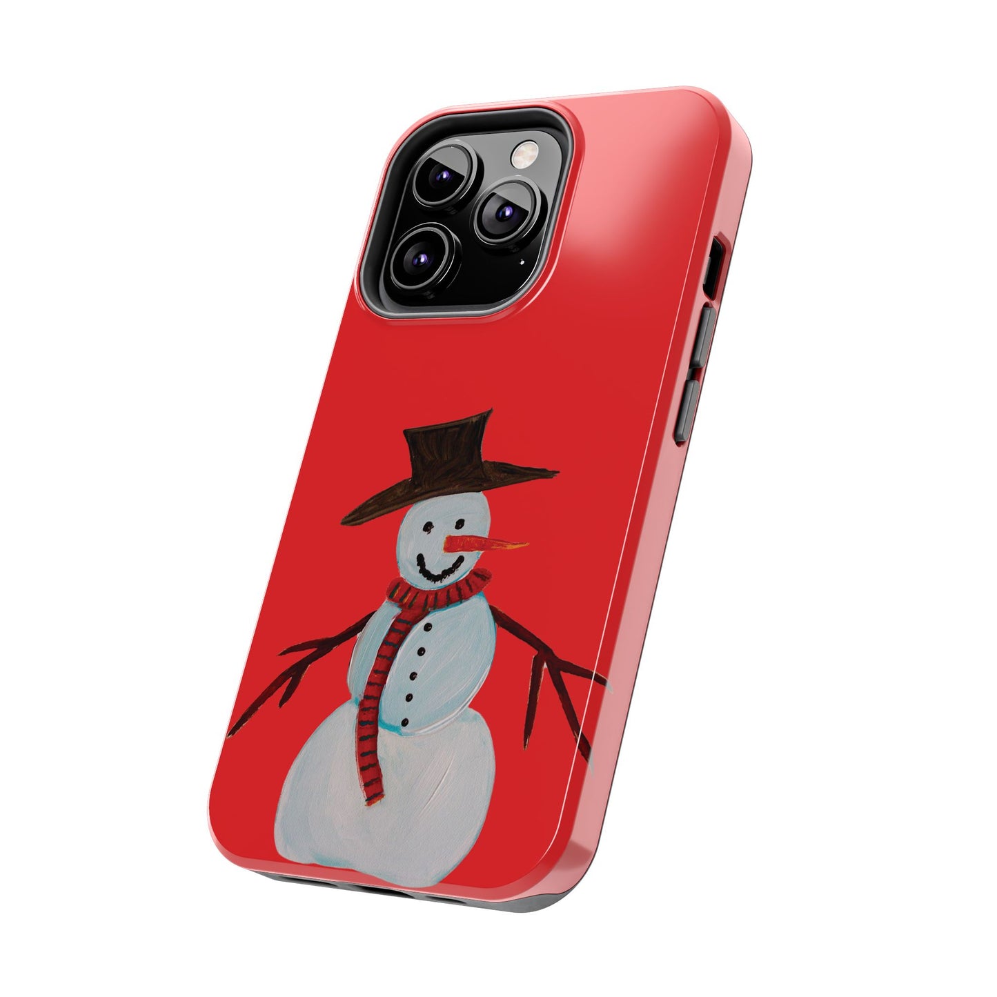 Holiday Snowman Tough Phone Case - Original art phone case - Art phone case - Red phone case