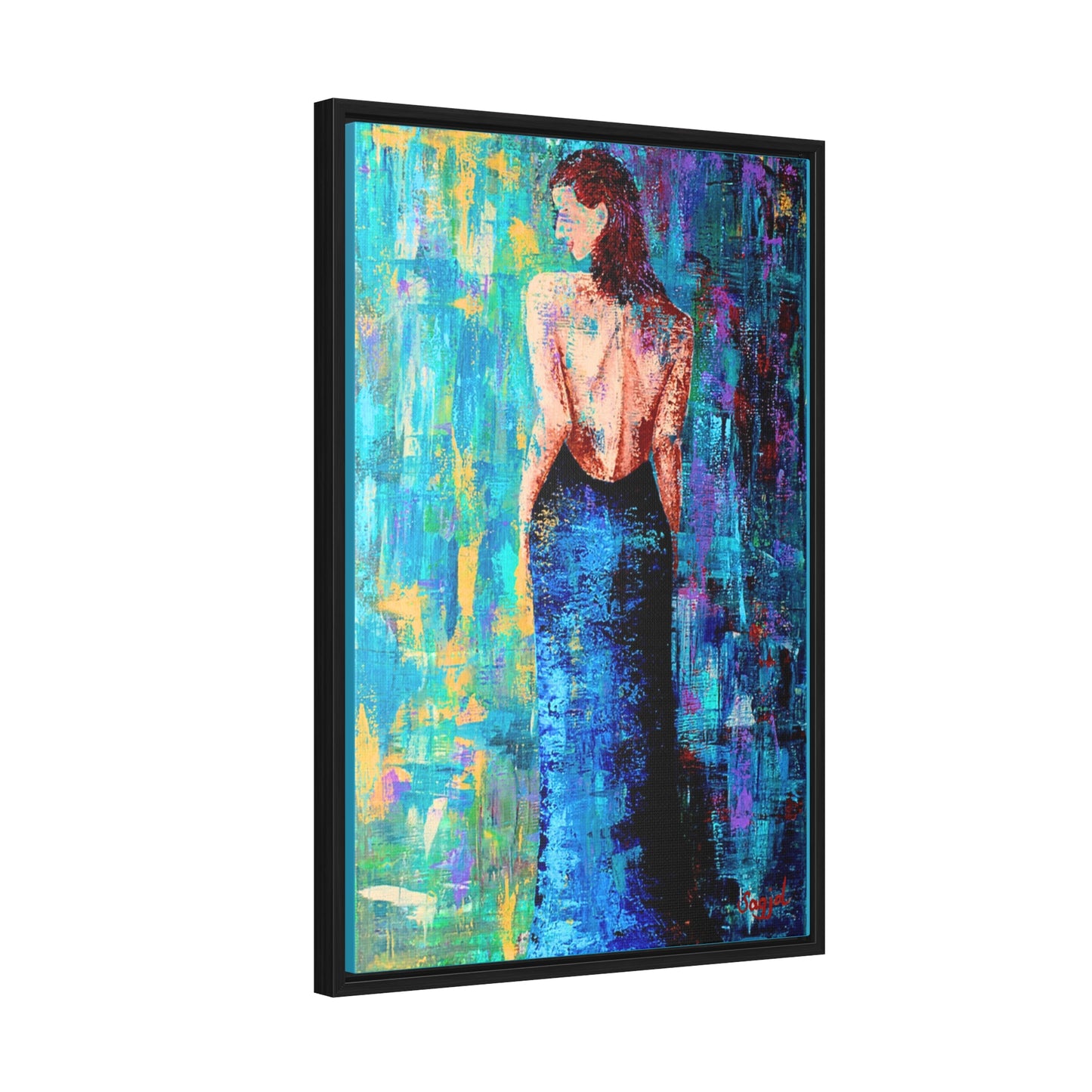 Framed Gallery Wraps - Original Art - Framed Canvas - Lady in Blue