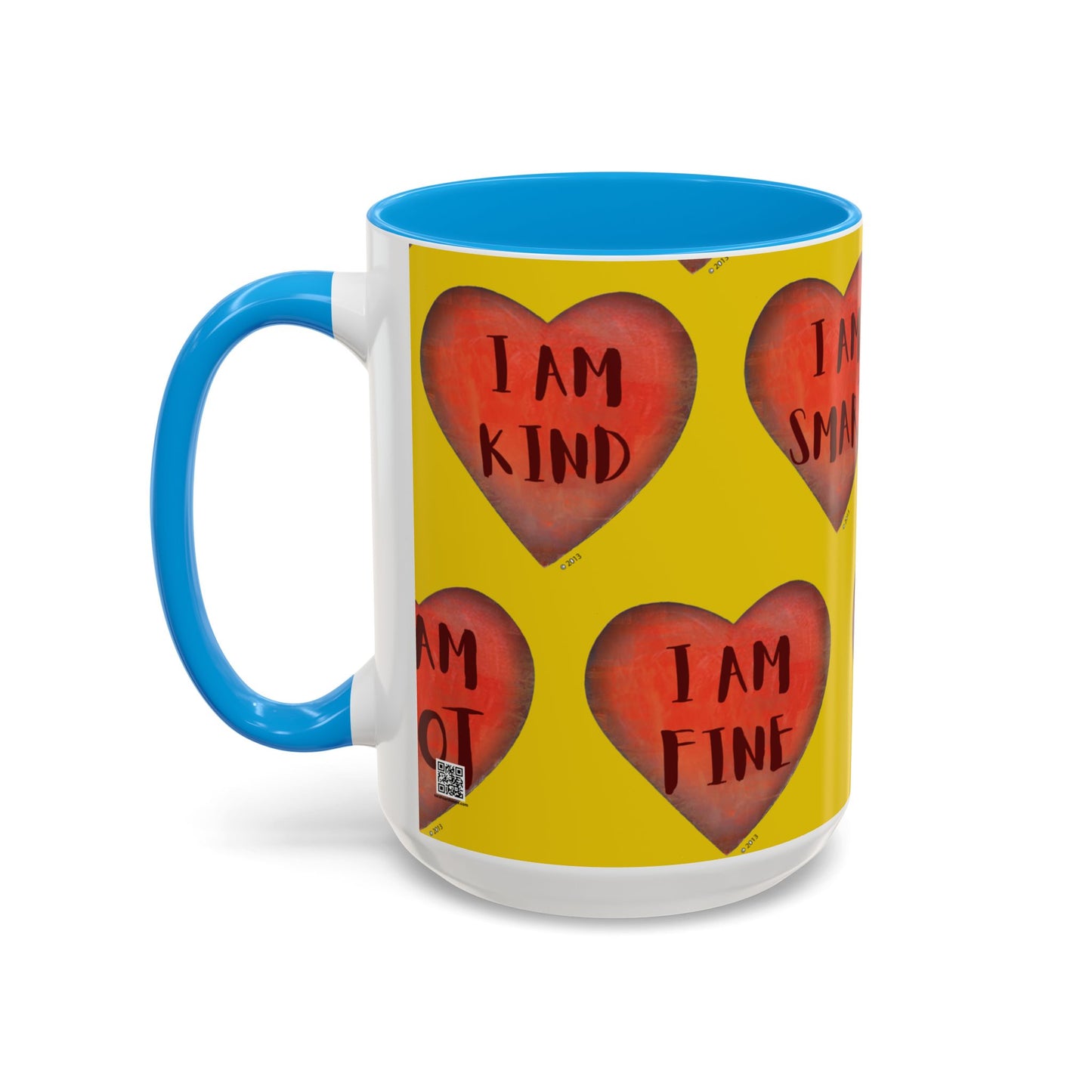 Yellow Heart Mug - Colorful hand painted mug - Motivational Heart Mug - Yellow Coffee Mug