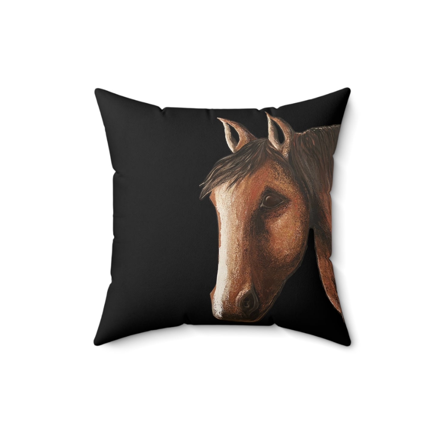 Horse Faux Suede Pillow - Equestrian Decor - Black Throw Pillow - Western Decor - Spirit hand painted Pillow
