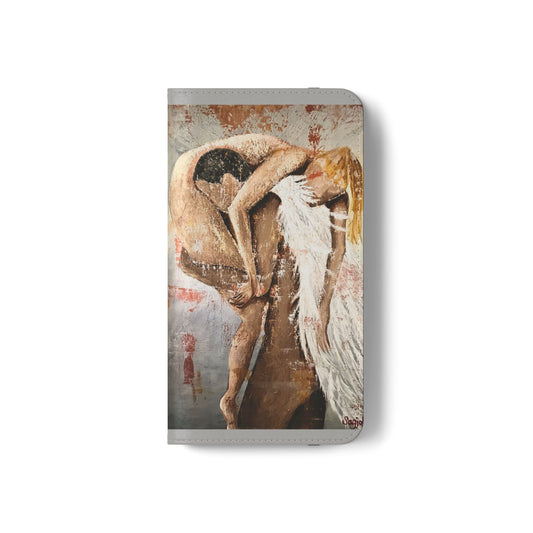 Phone Case - Angel Rescuing Girl - Hand Painted Original Art - flip phone case - Wallet phone case