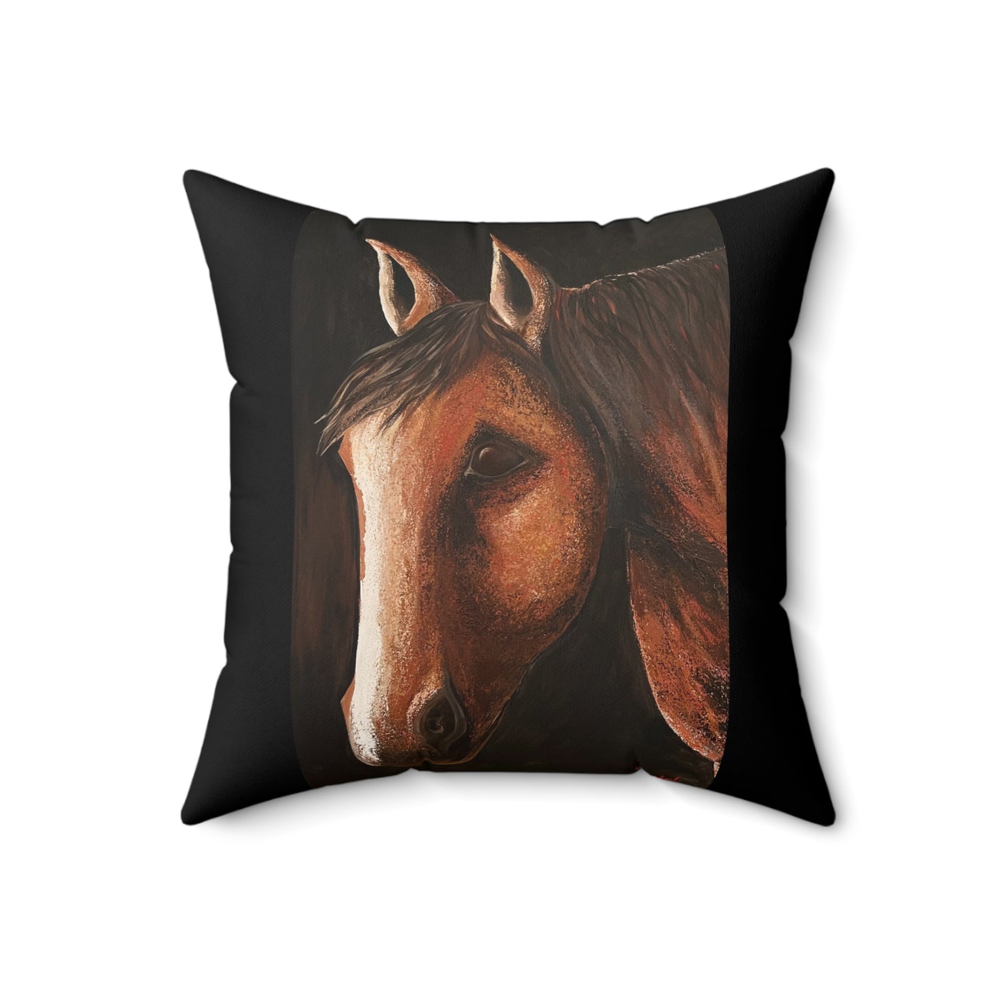 Faux Suede Square Pillow - Spirit Toss Pillow - Horse Throw Pillow