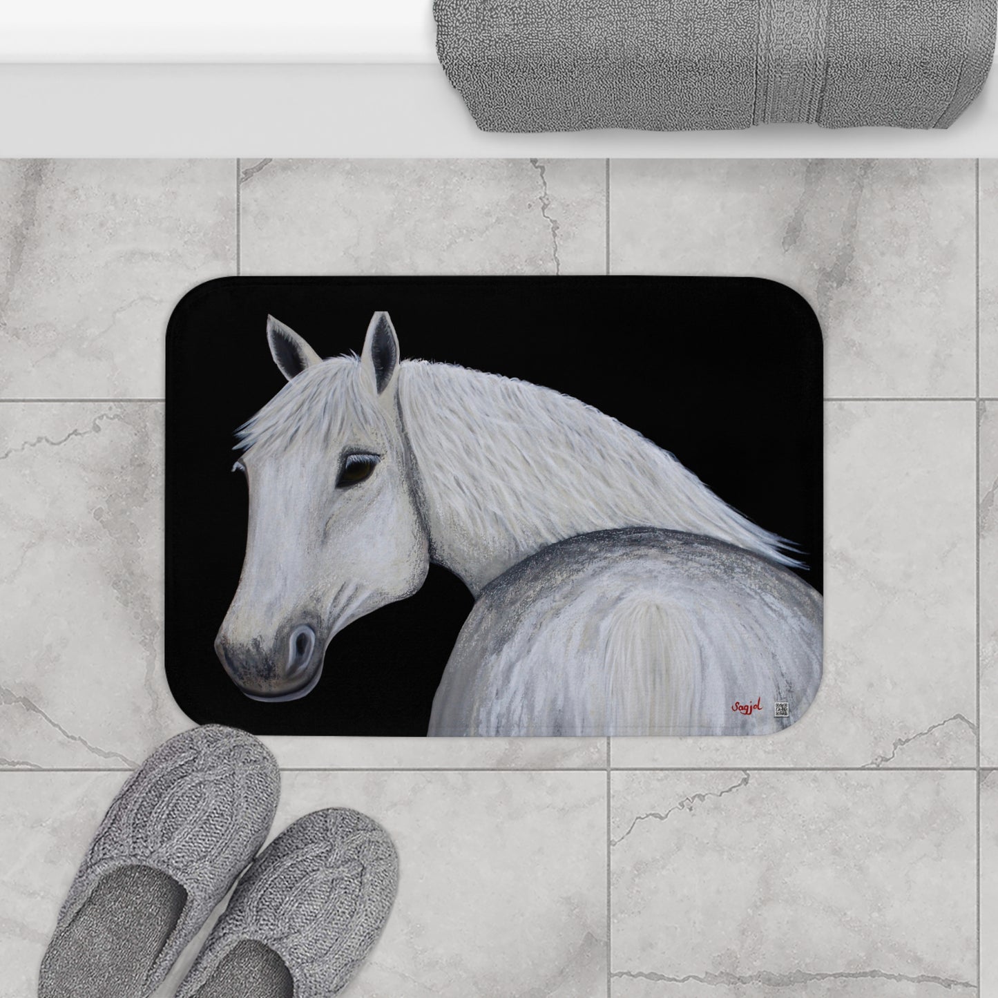 Bath Mat - Bath mat - unique Equestrian bath mat - Ghost - Shower mat