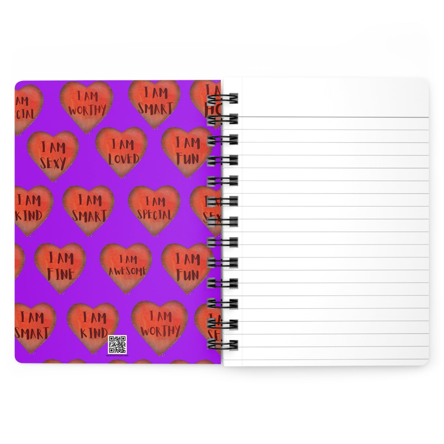 Spiral Bound Notebook - Purple motivational "Heart"- Note pad - College Dorm Decor - Gift for Her