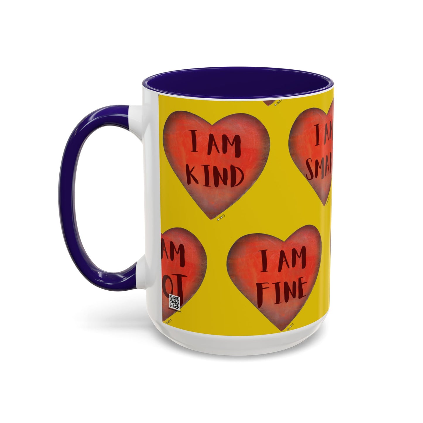 Yellow Heart Mug - Colorful hand painted mug - Motivational Heart Mug - Yellow Coffee Mug