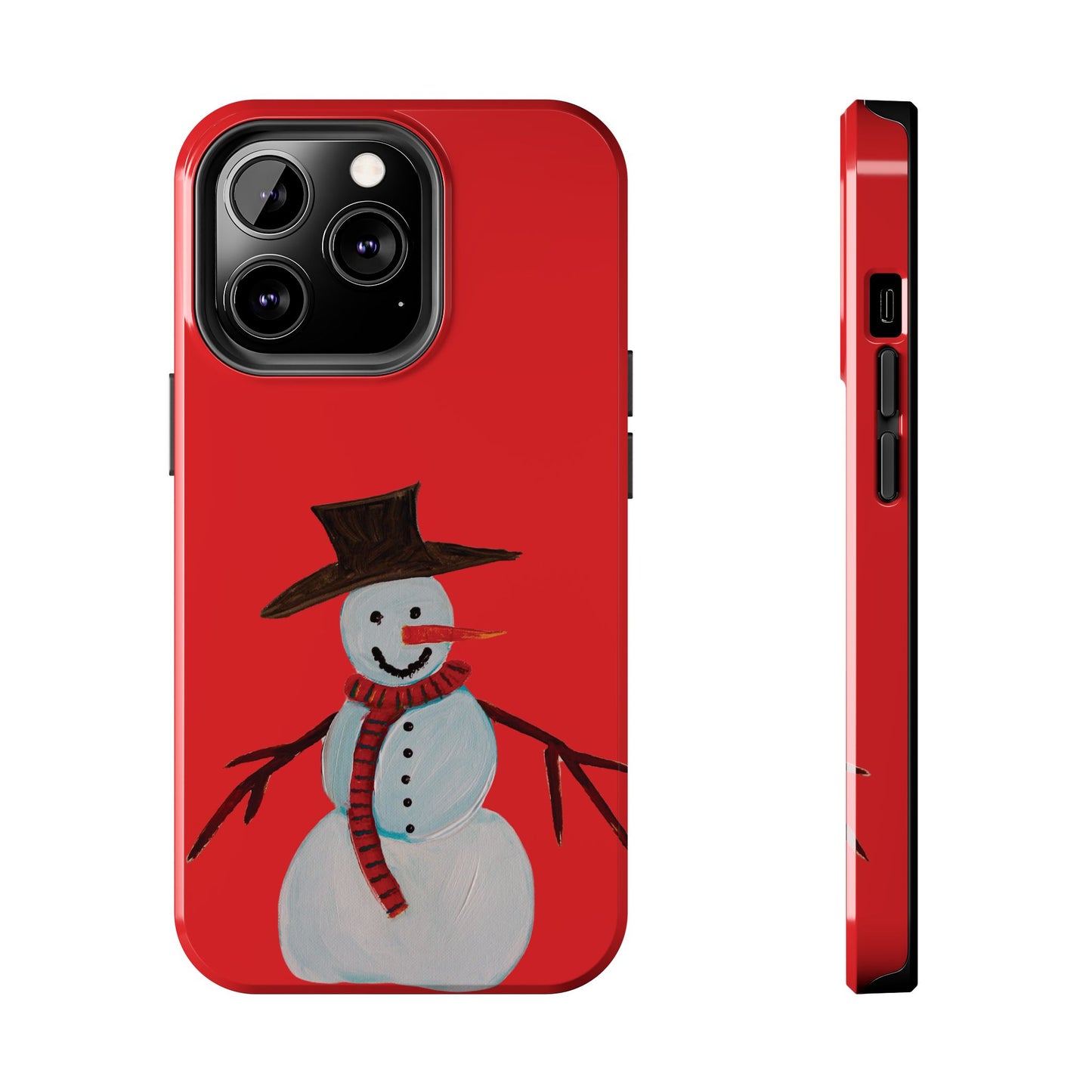 Holiday Snowman Tough Phone Case - Original art phone case - Art phone case - Red phone case