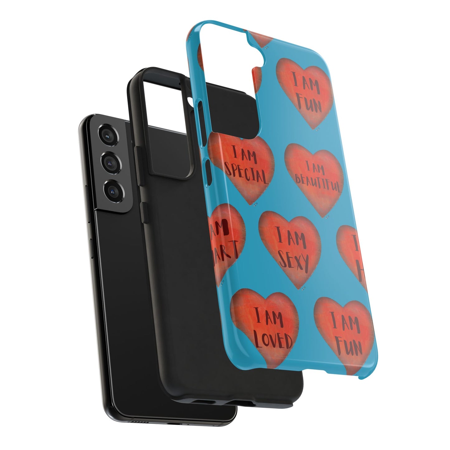 Tough Phone Cases - Original art phone case - Turquoise phone case - Motivational Heart