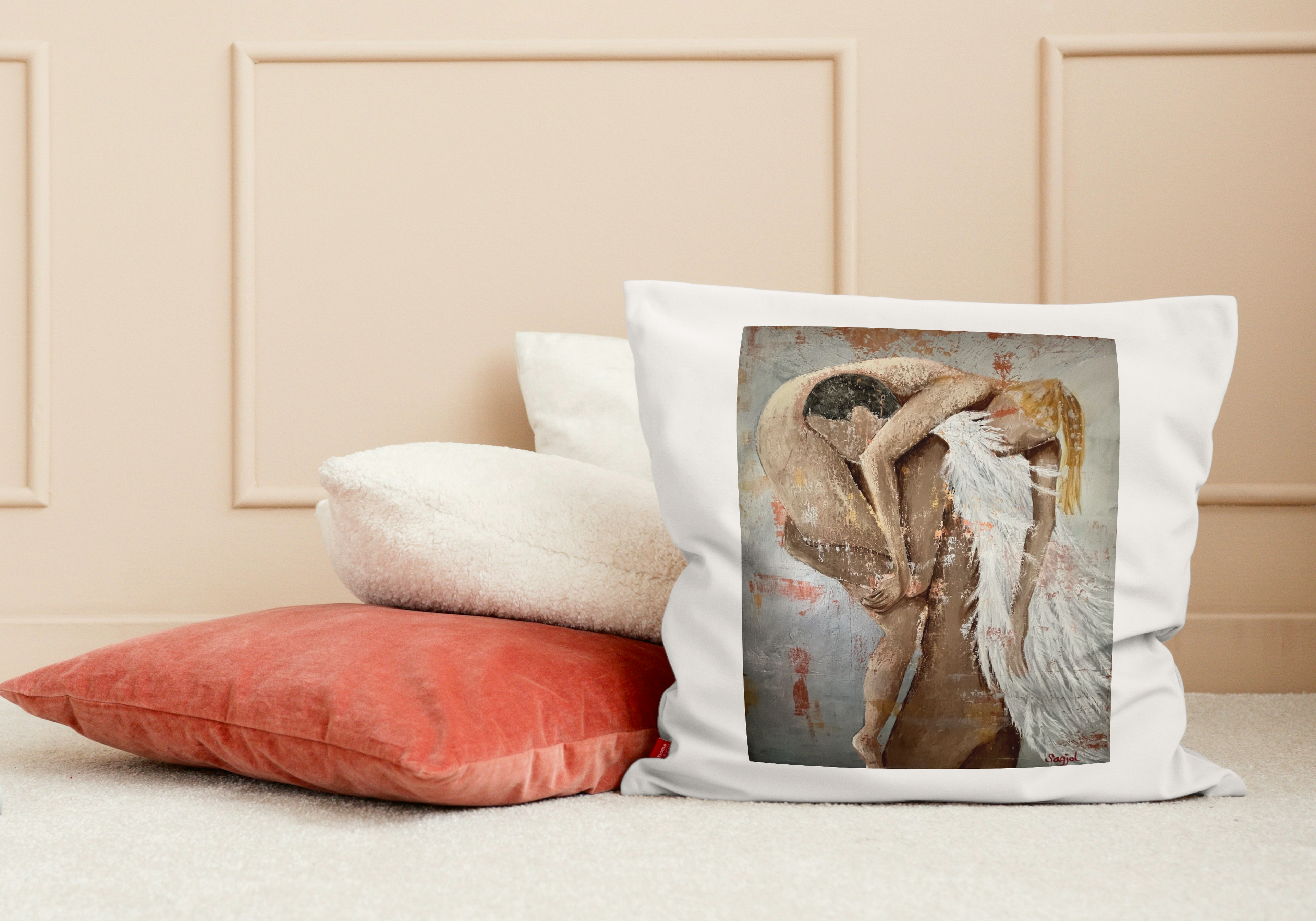Load video: Original angel art on a pillow