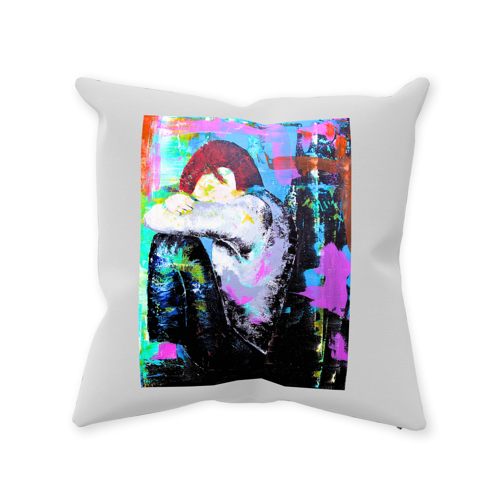 Decorative Pillow - "Tommy" - Hand painted Linen style Throw Cushion - Original Art Pillow